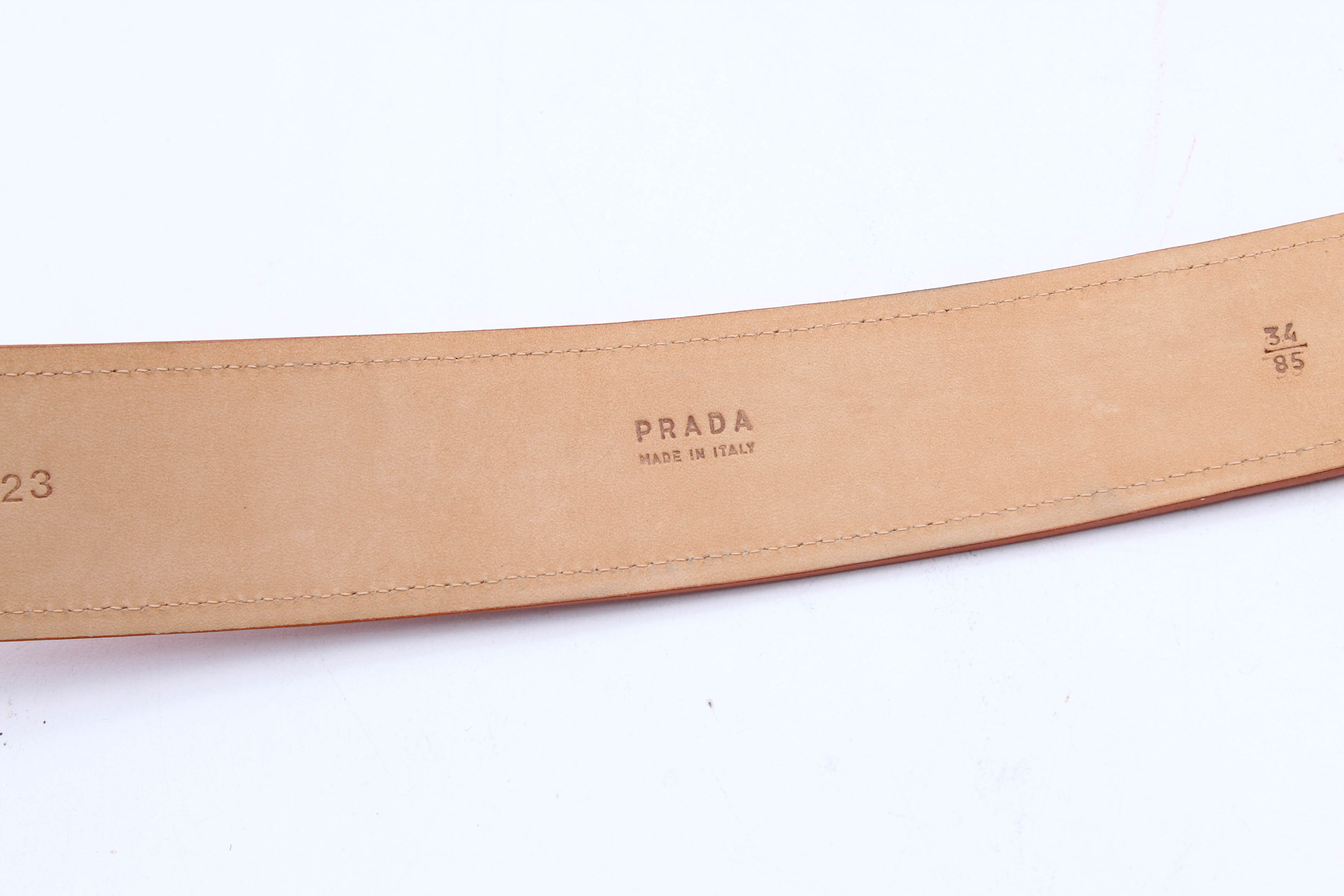 Prada Orange Pebbled Leather Belt