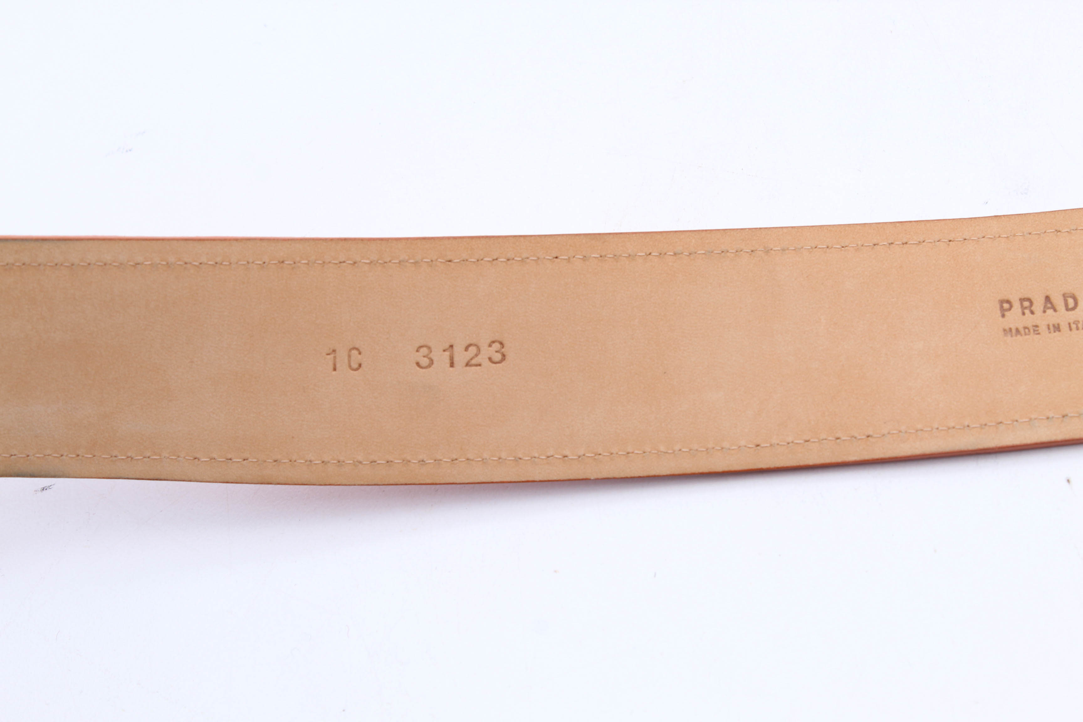Prada Orange Pebbled Leather Belt