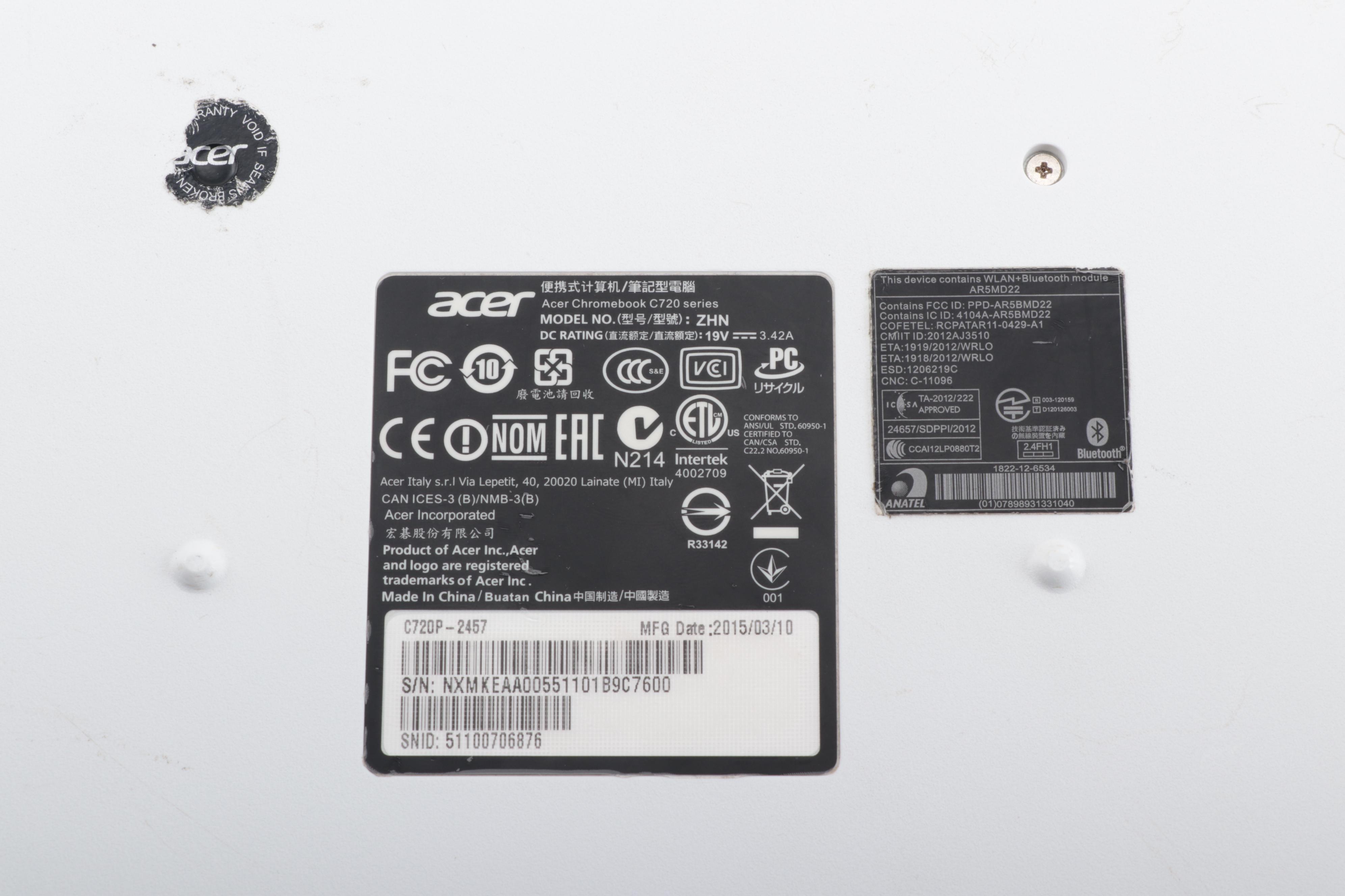 Acer Chromebook Laptop Computer with Touchscreen Display