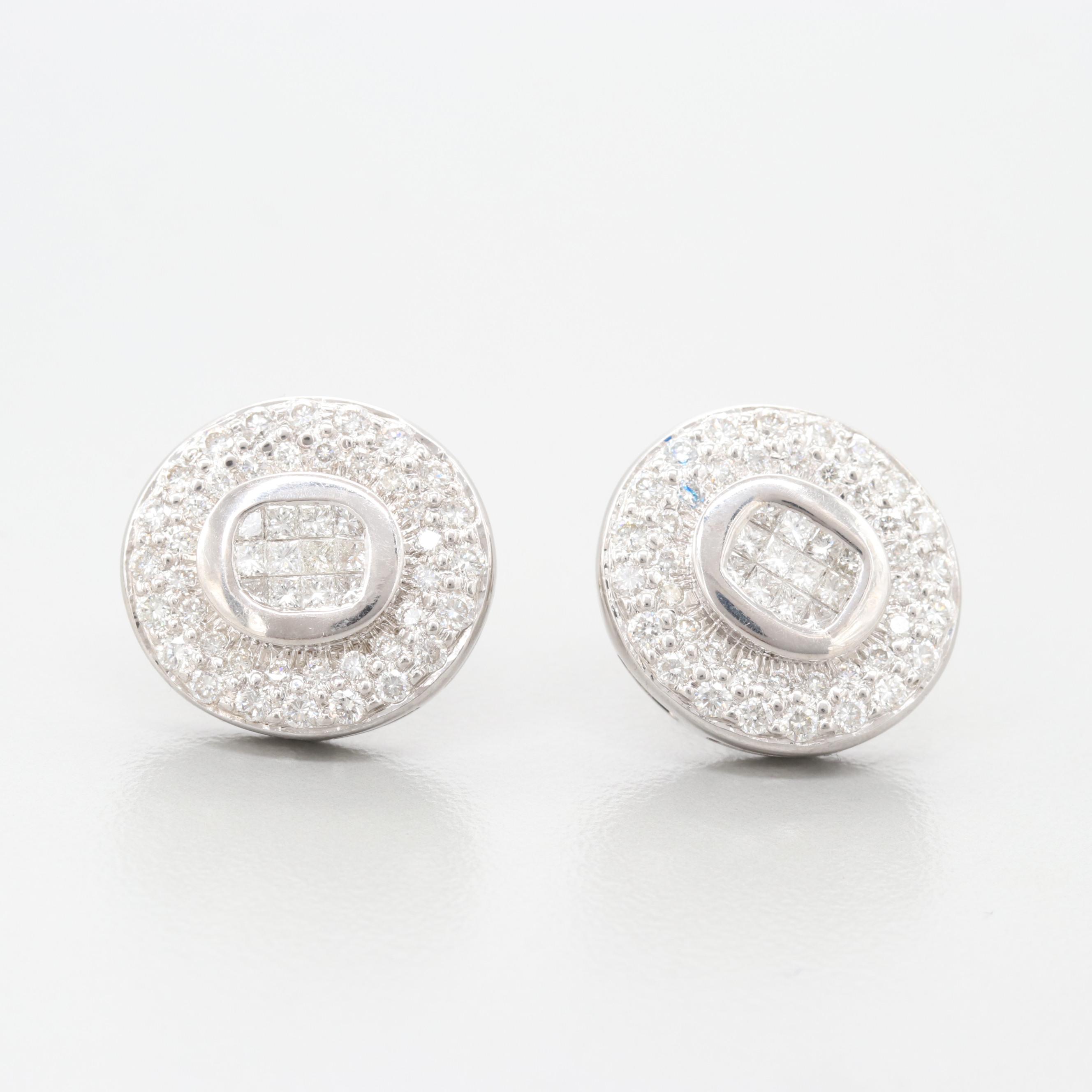 18K White Gold 1.25 CTW Diamond Earrings