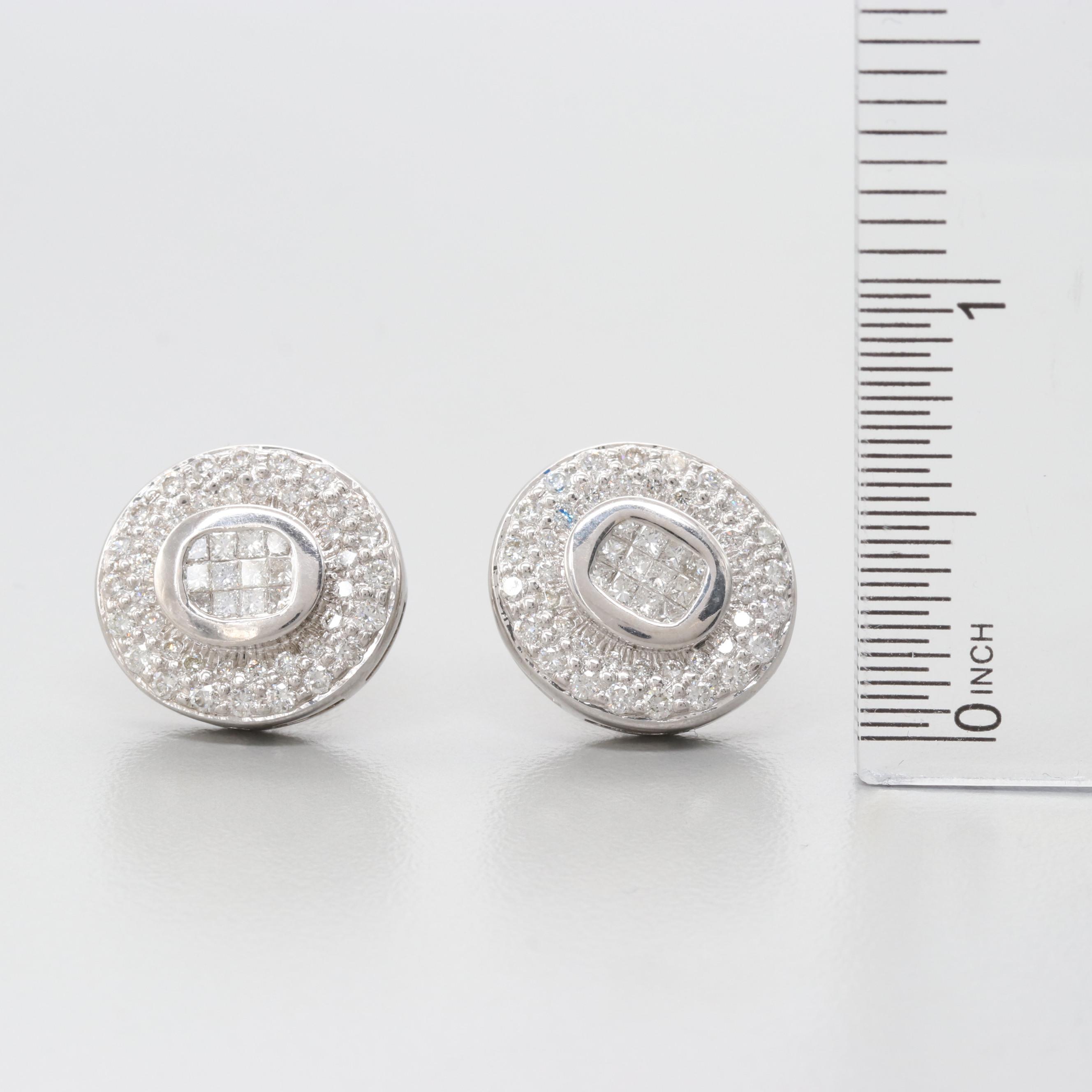 18K White Gold 1.25 CTW Diamond Earrings