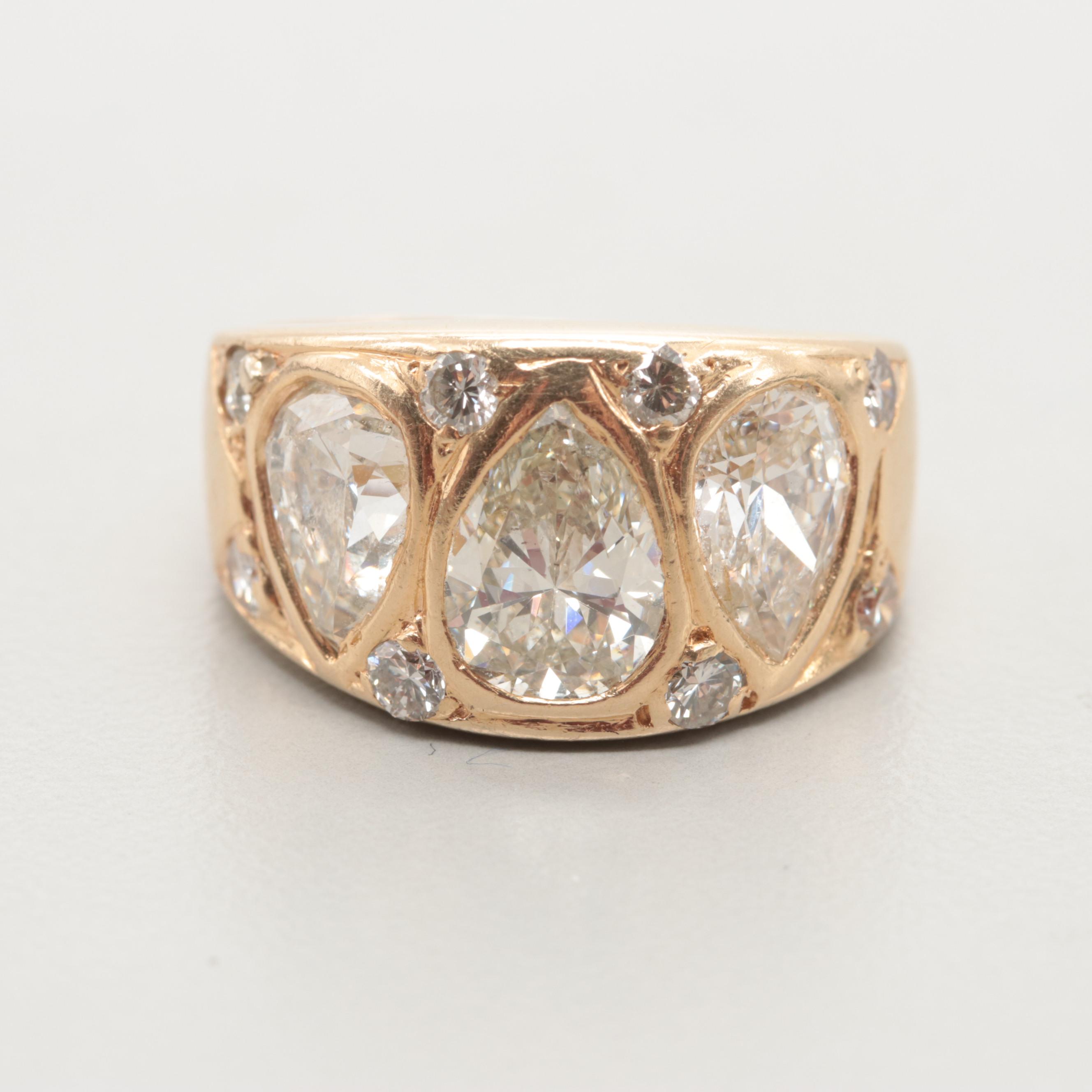 14K Yellow Gold 3.96 CTW Diamond Ring