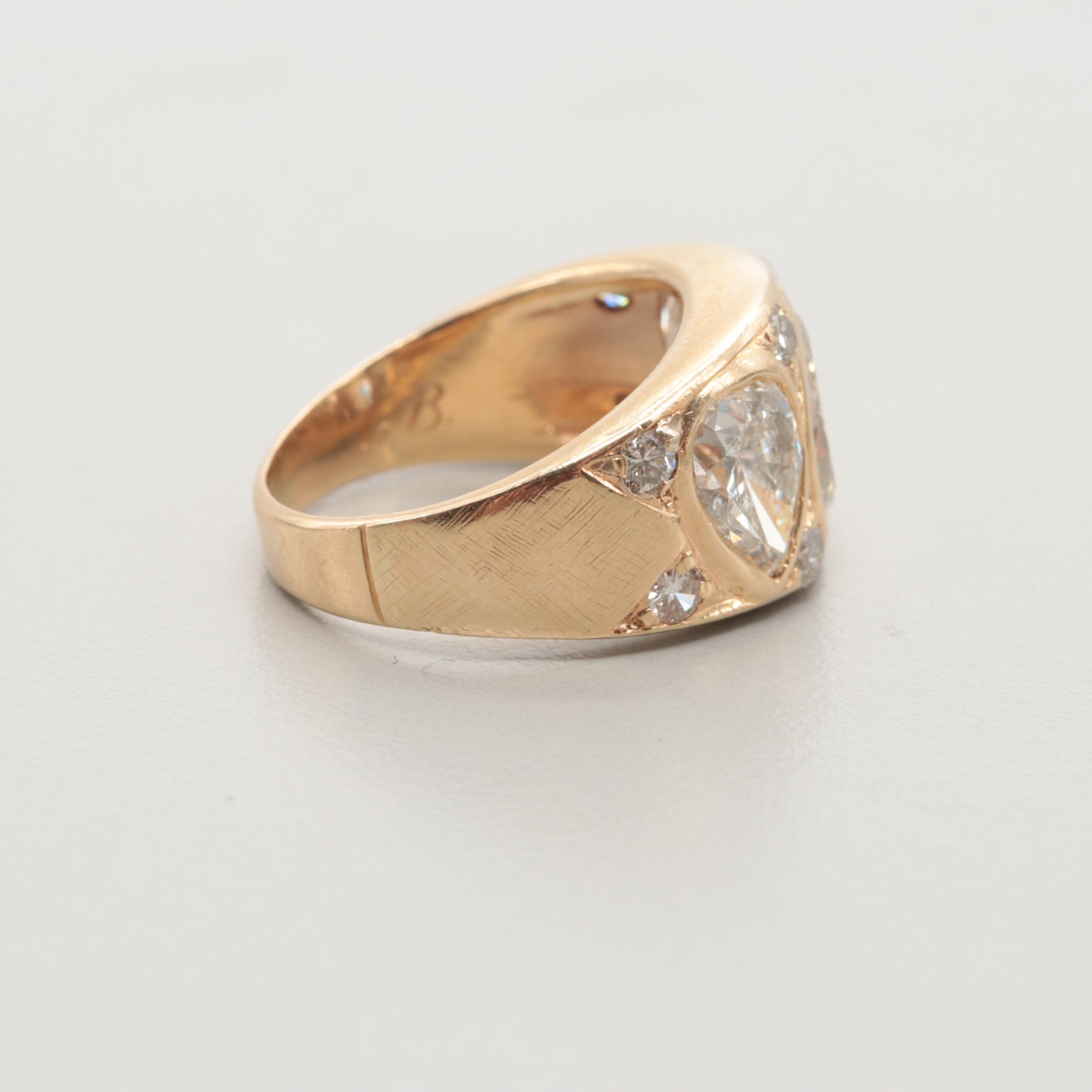 14K Yellow Gold 3.96 CTW Diamond Ring