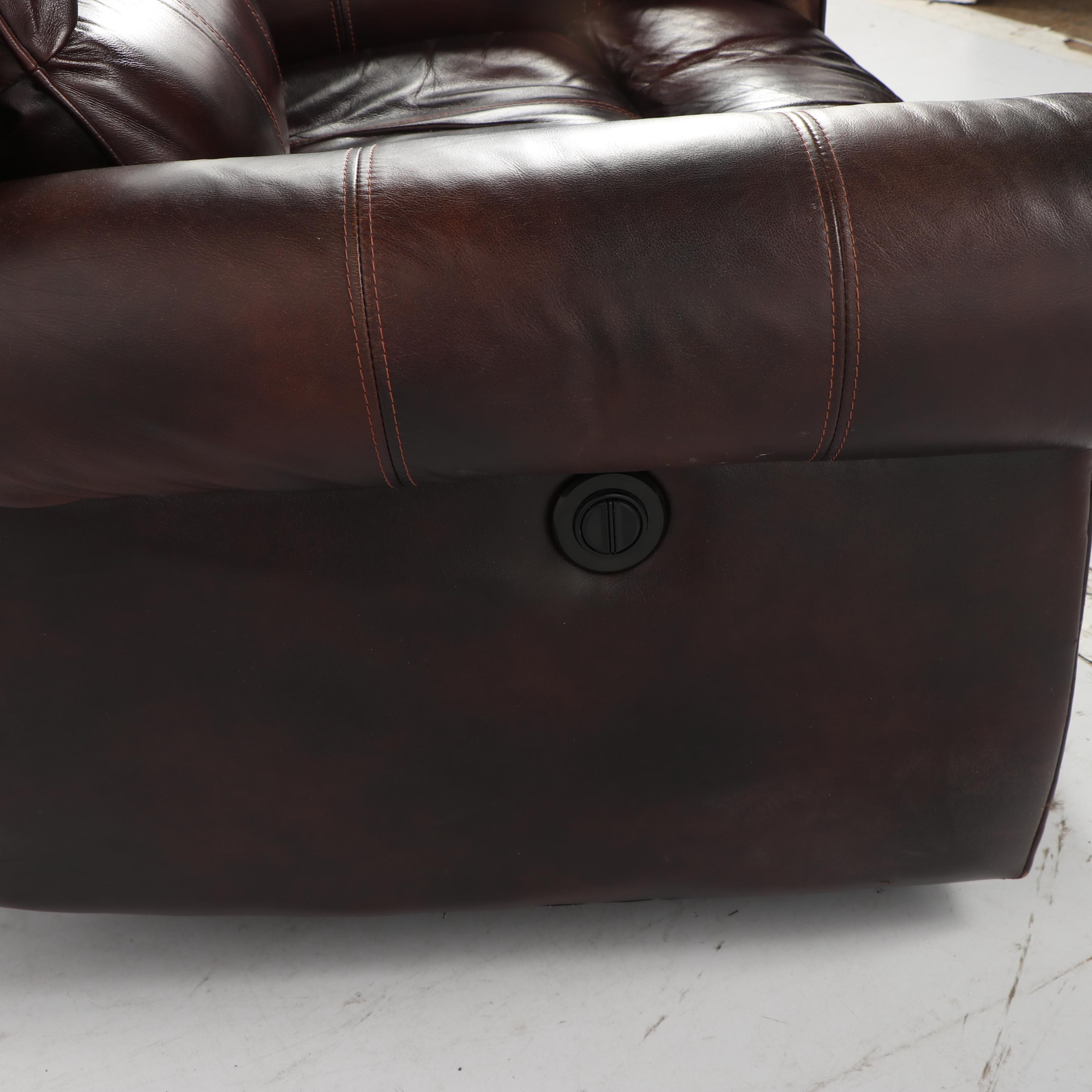 Contemporary Brown Faux Leather Recliner