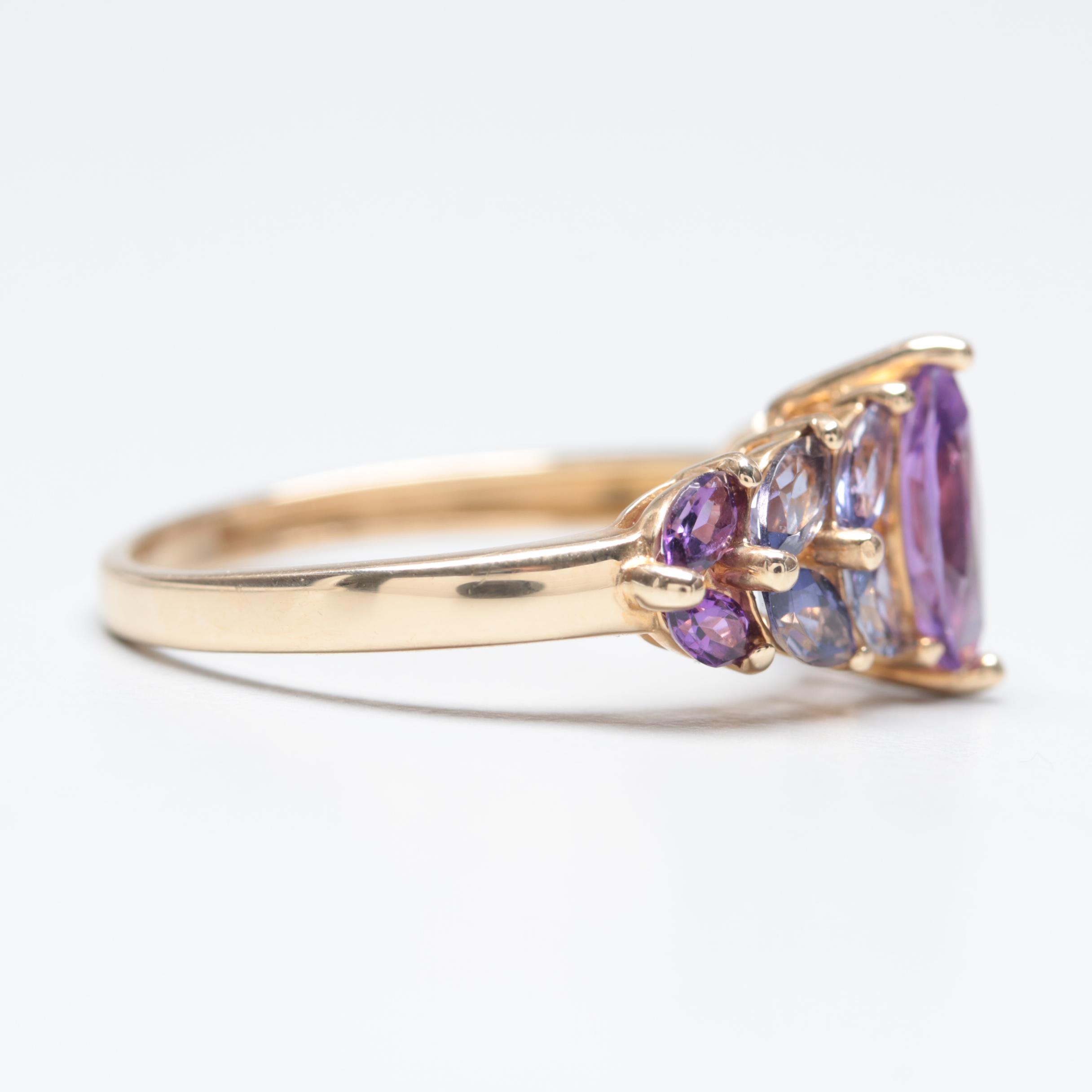 14K Yellow Gold Amethyst and Iolite Ring