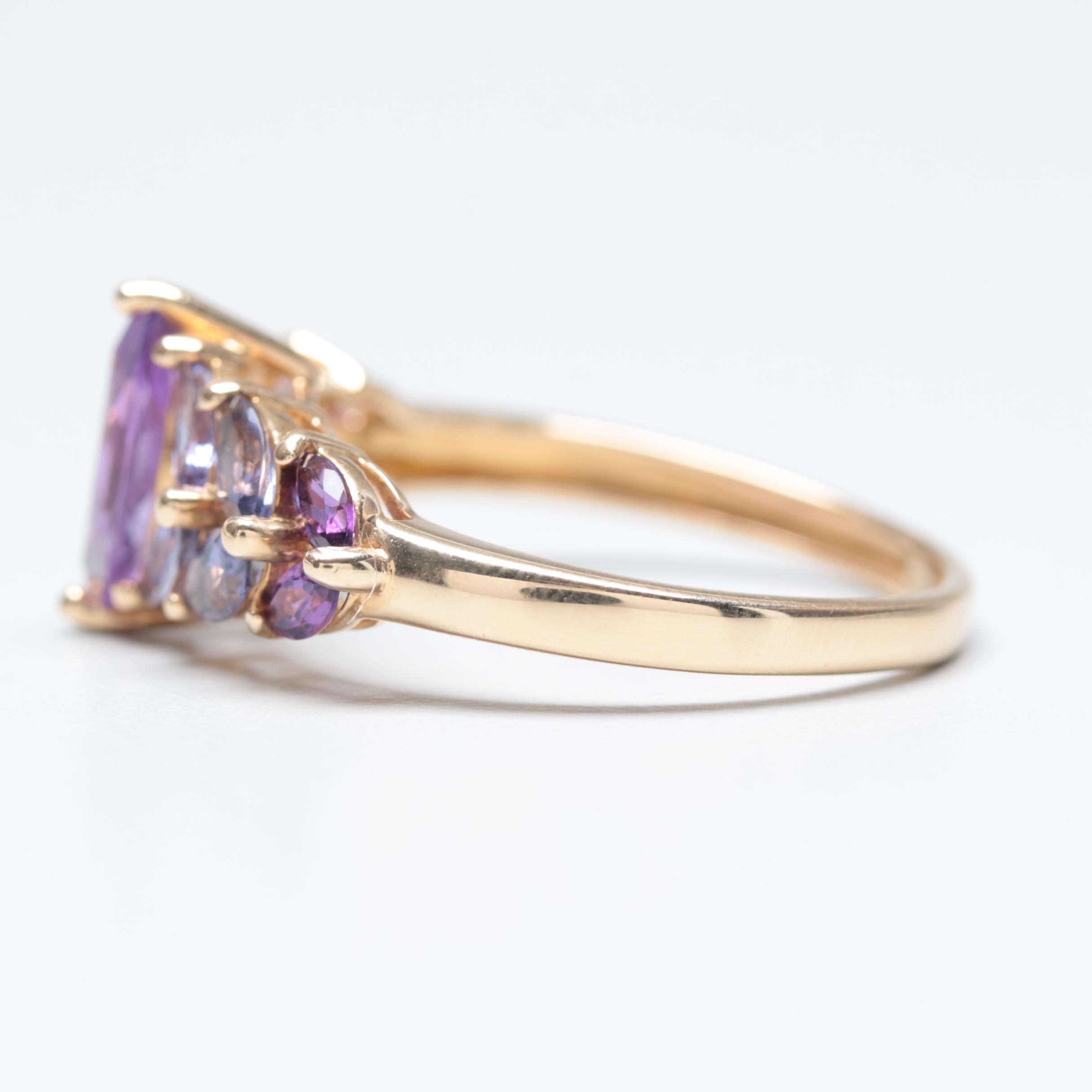 14K Yellow Gold Amethyst and Iolite Ring