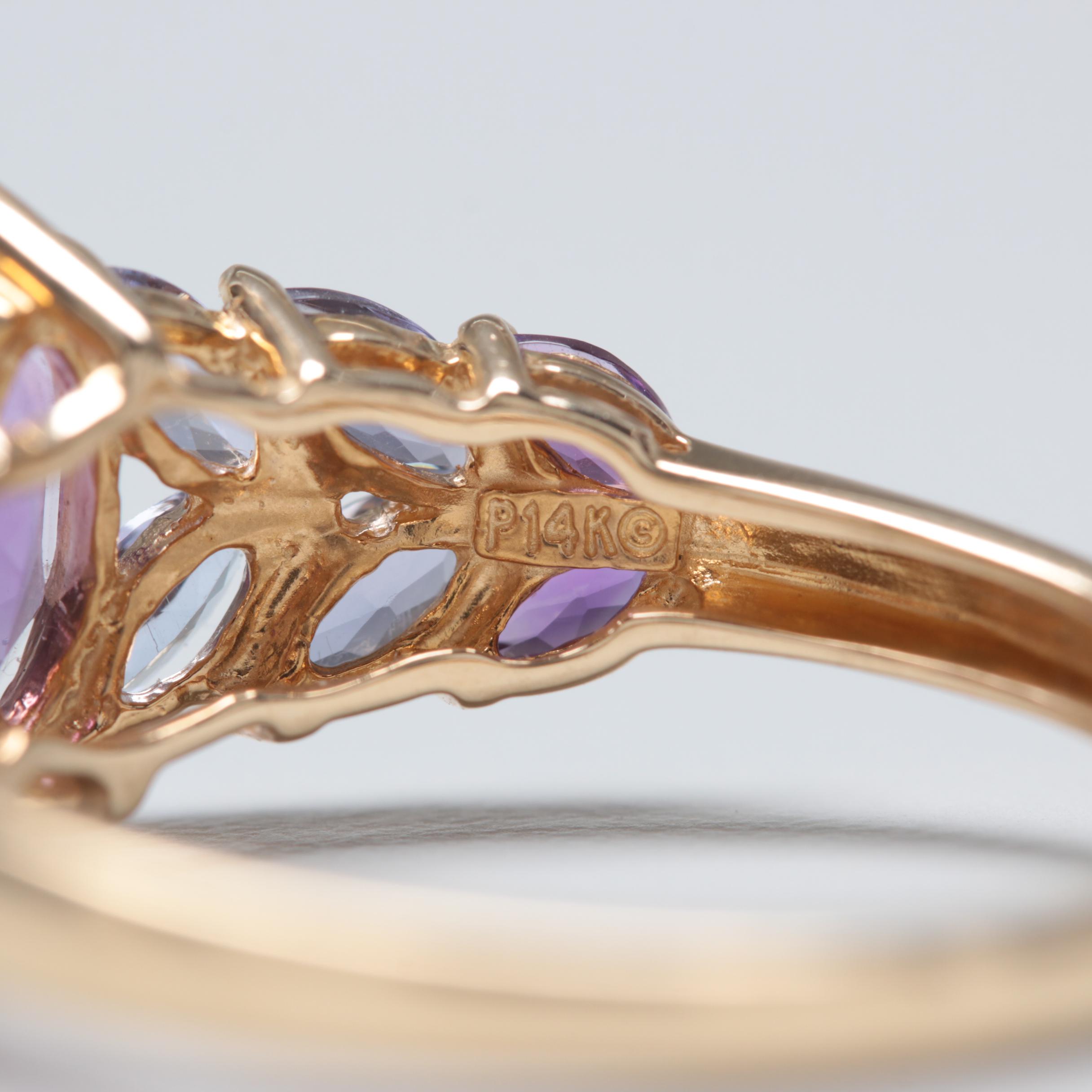 14K Yellow Gold Amethyst and Iolite Ring