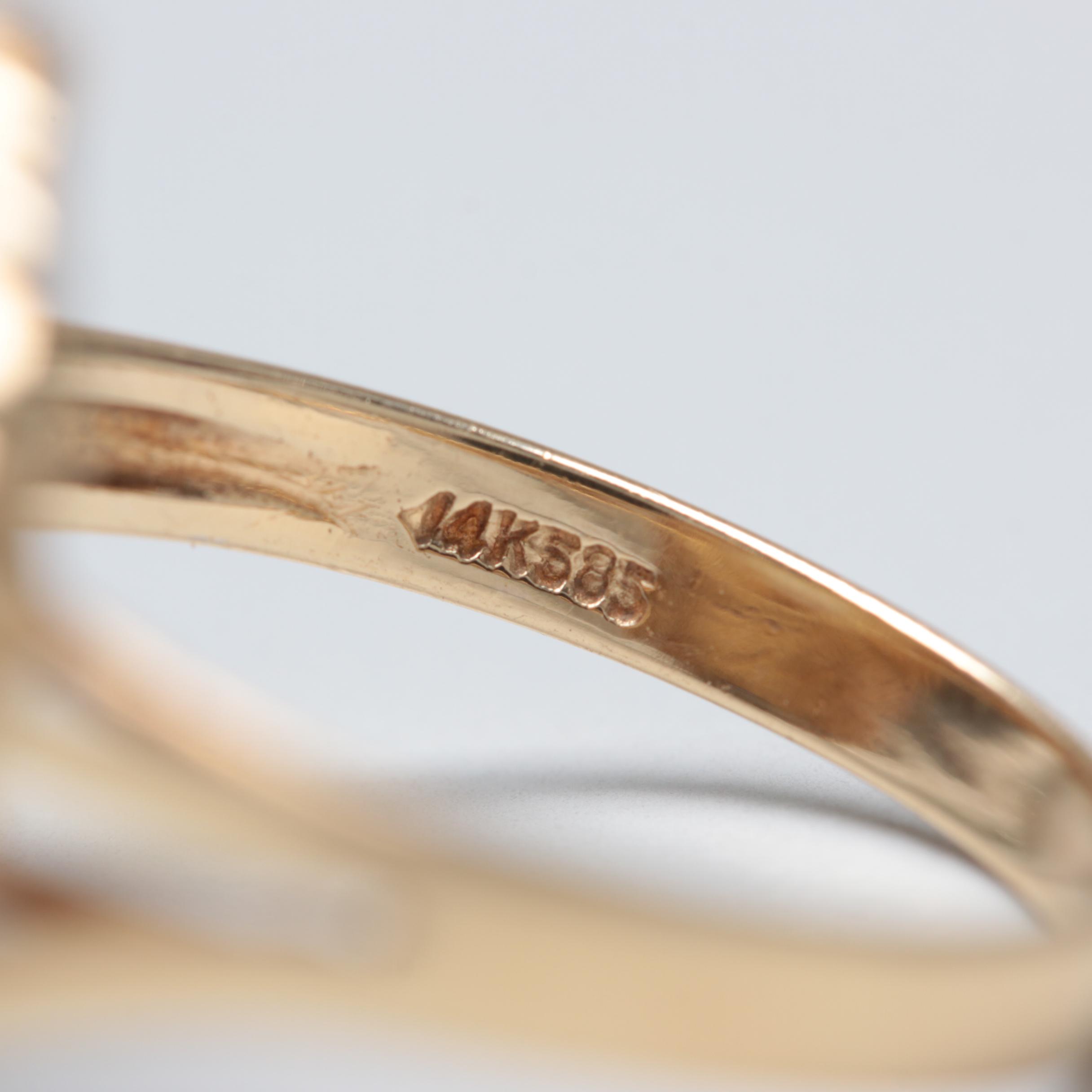 14K Yellow Gold Cultured Mabe Pearl and Diamond Ring