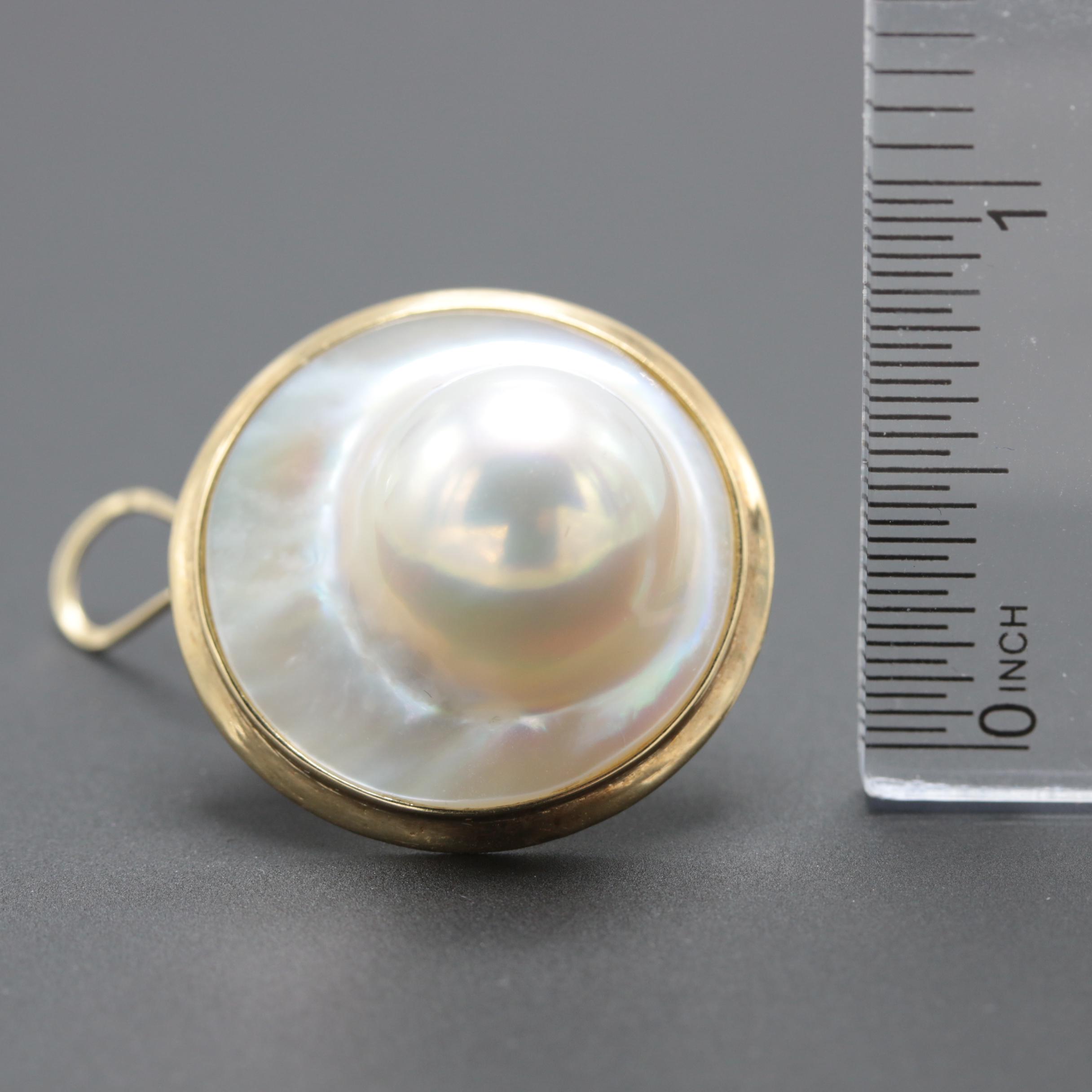 14K Yellow Gold Cultured Blister Pearl Earrings
