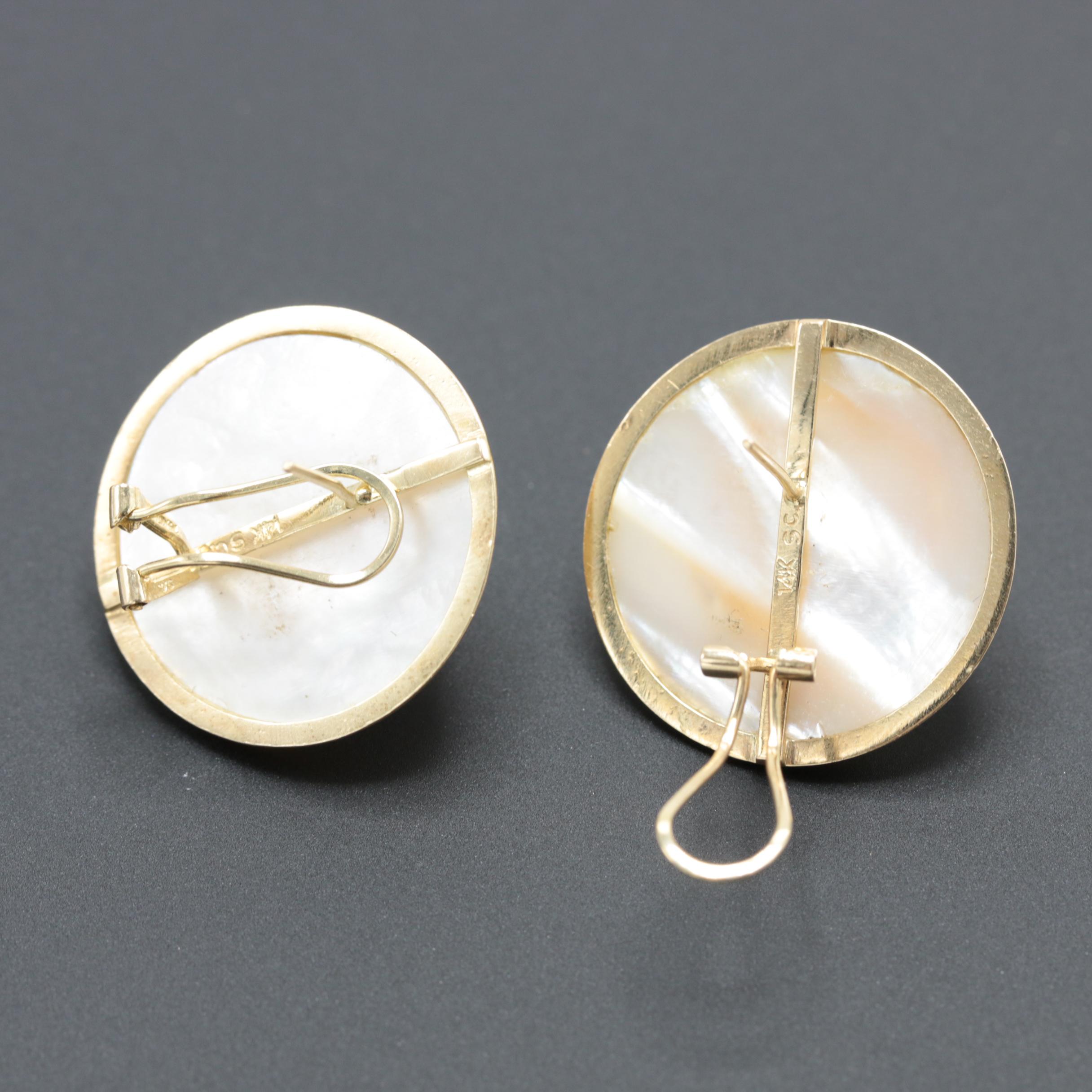 14K Yellow Gold Cultured Blister Pearl Earrings