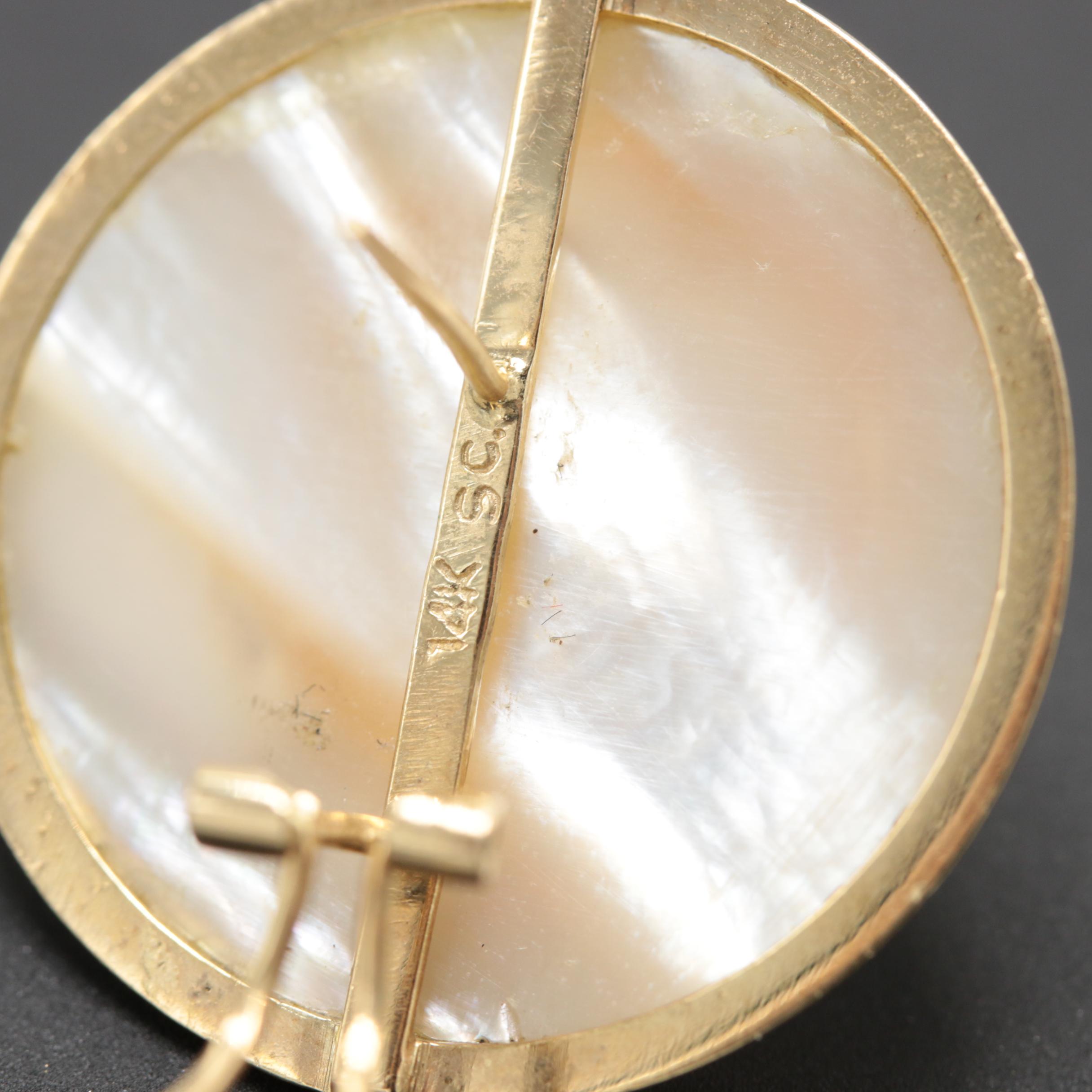 14K Yellow Gold Cultured Blister Pearl Earrings