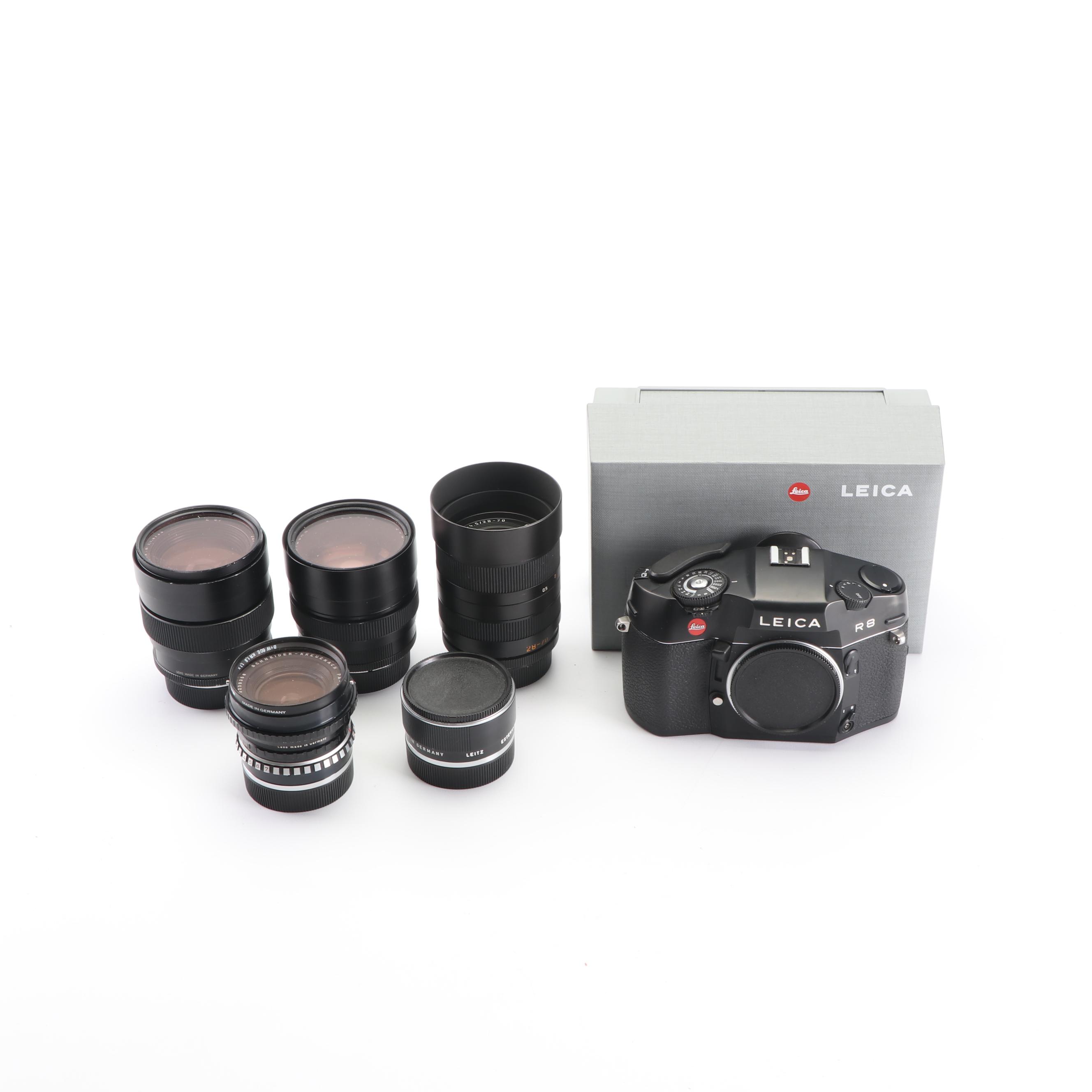 Leica R8 35mm SLR Camera with Lenses and Box