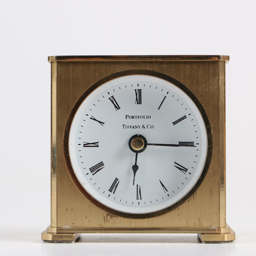 Tiffany & Co. "Portfolio" Brass Desk Clock