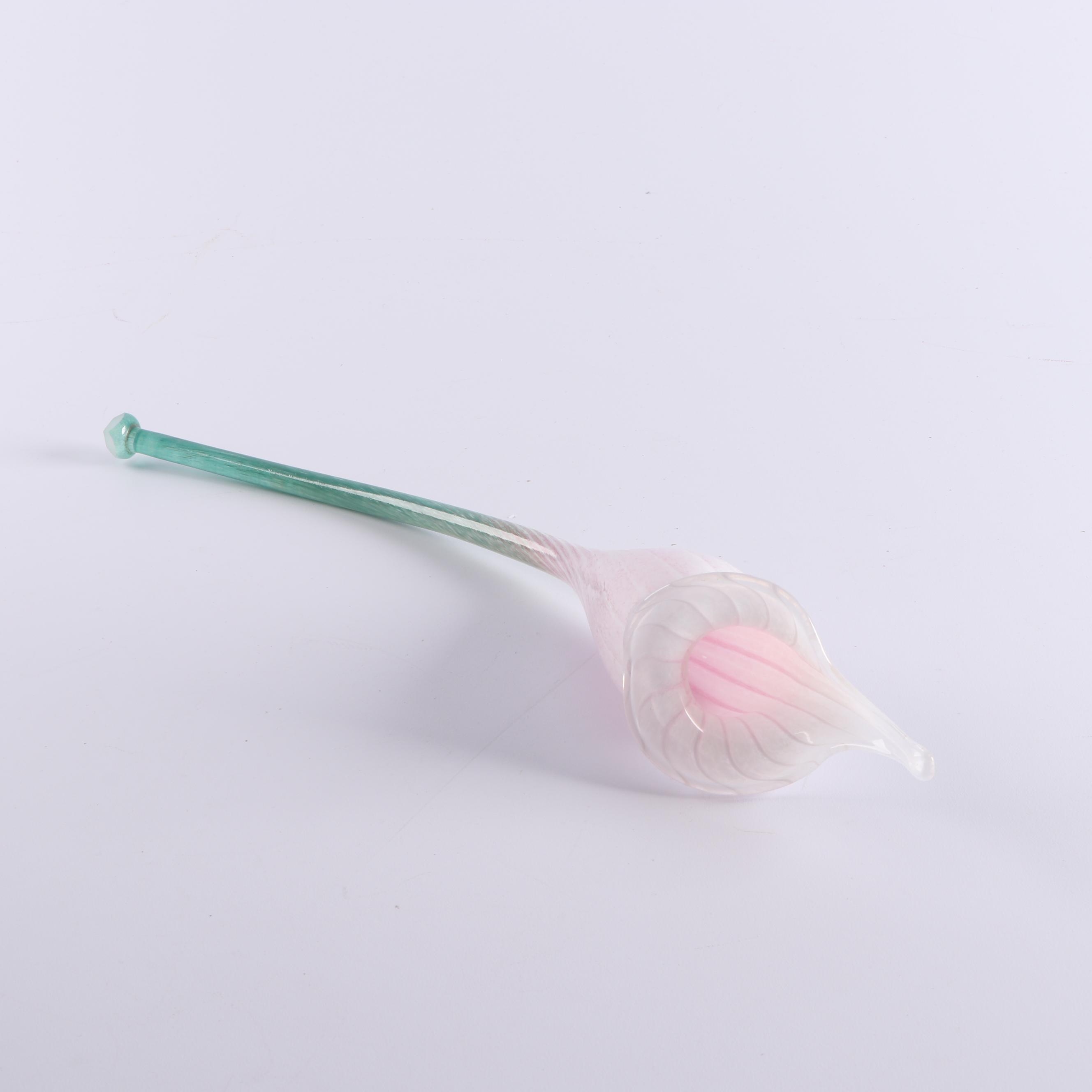 Cam Langley Art Glass Flowers in Blown Glass Vase