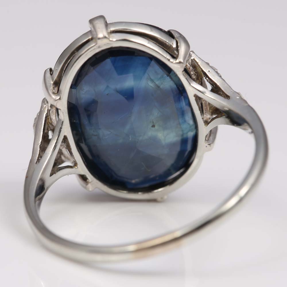Vintage Platinum 7.84 Carat Sapphire and Diamond Ring