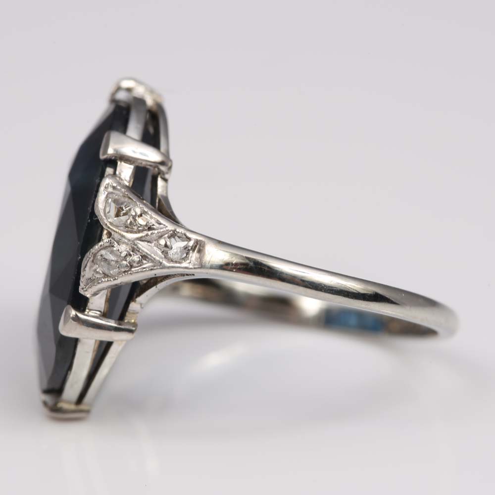 Vintage Platinum 7.84 Carat Sapphire and Diamond Ring