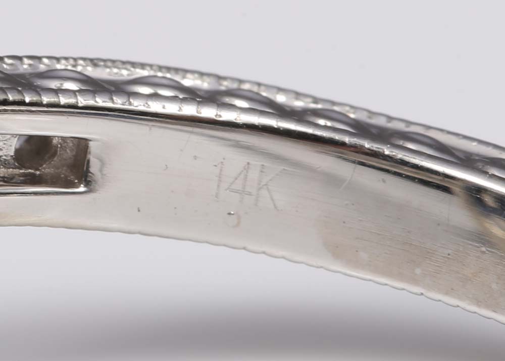 14K White Gold 7.06 Carat Sapphire and Diamond Ring