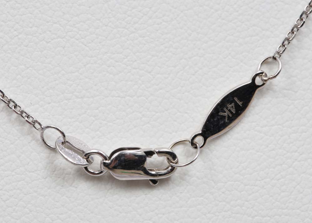 Gabriel & Co. 14K White Gold Pink Sapphire and Diamond Halo Pendant Necklace