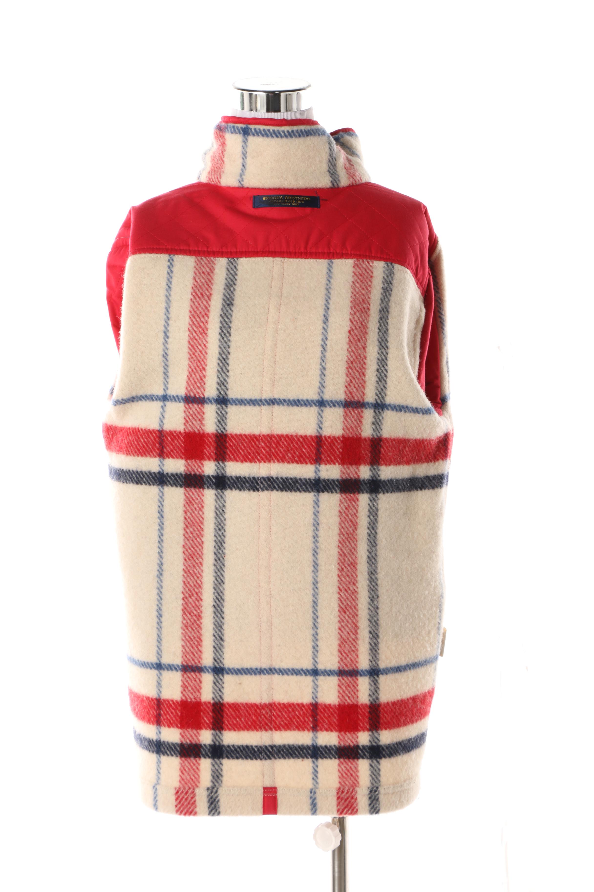 Women's Brooks Brothers Plaid Wool Duffel Coat and Greek Knitwear Wool Sweater