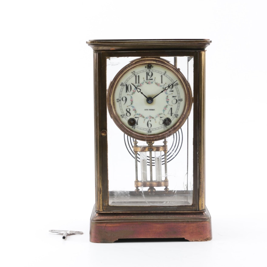 Seth Thomas French Style Mercury Pendulum Brass and Glass Clock