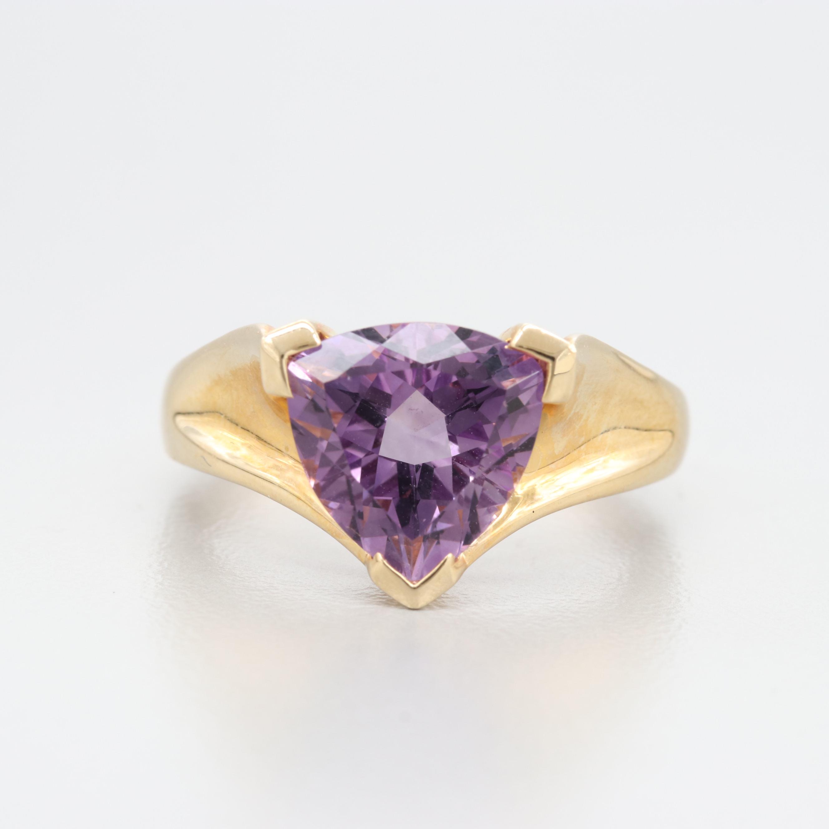 14K Yellow Gold Amethyst Ring