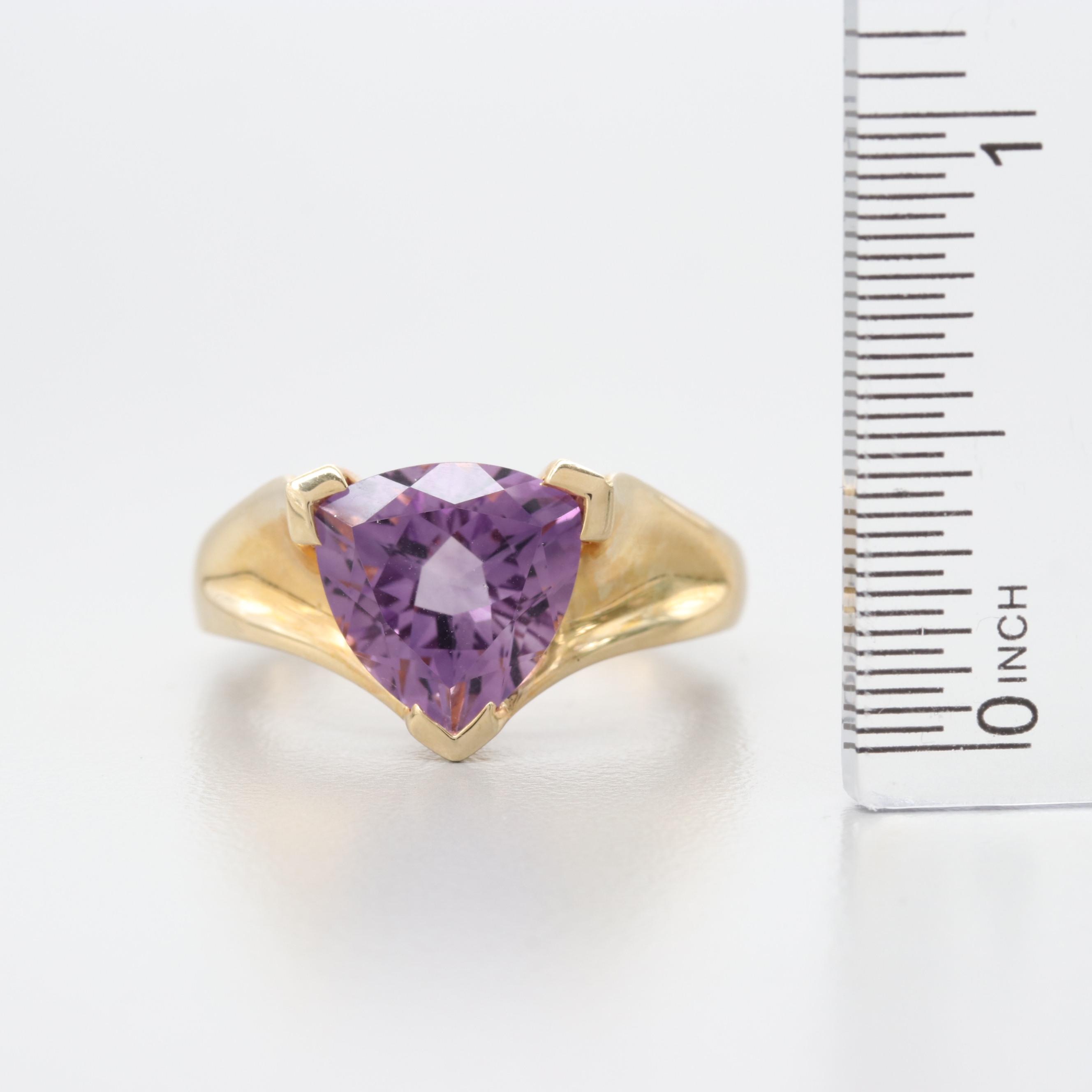 14K Yellow Gold Amethyst Ring