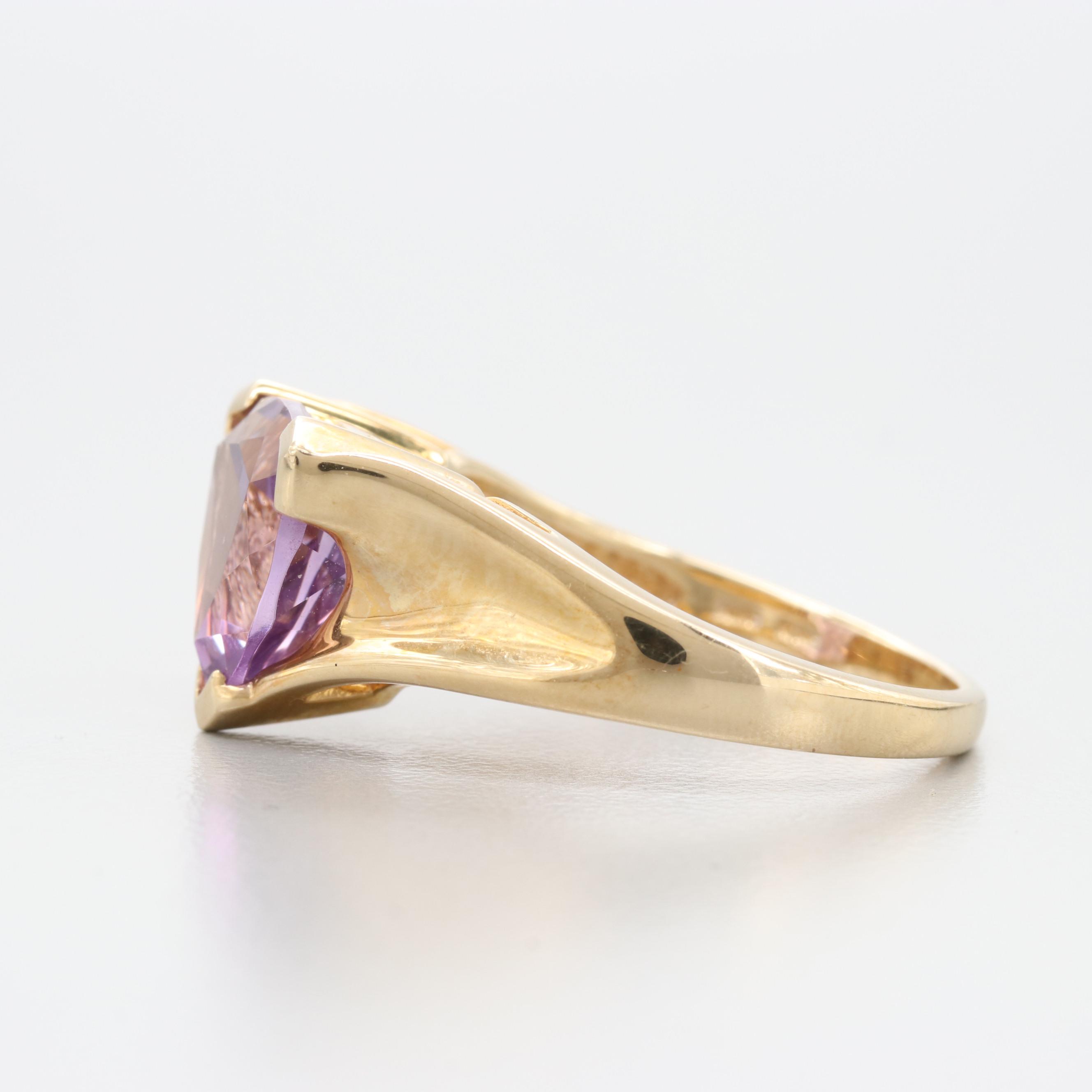 14K Yellow Gold Amethyst Ring