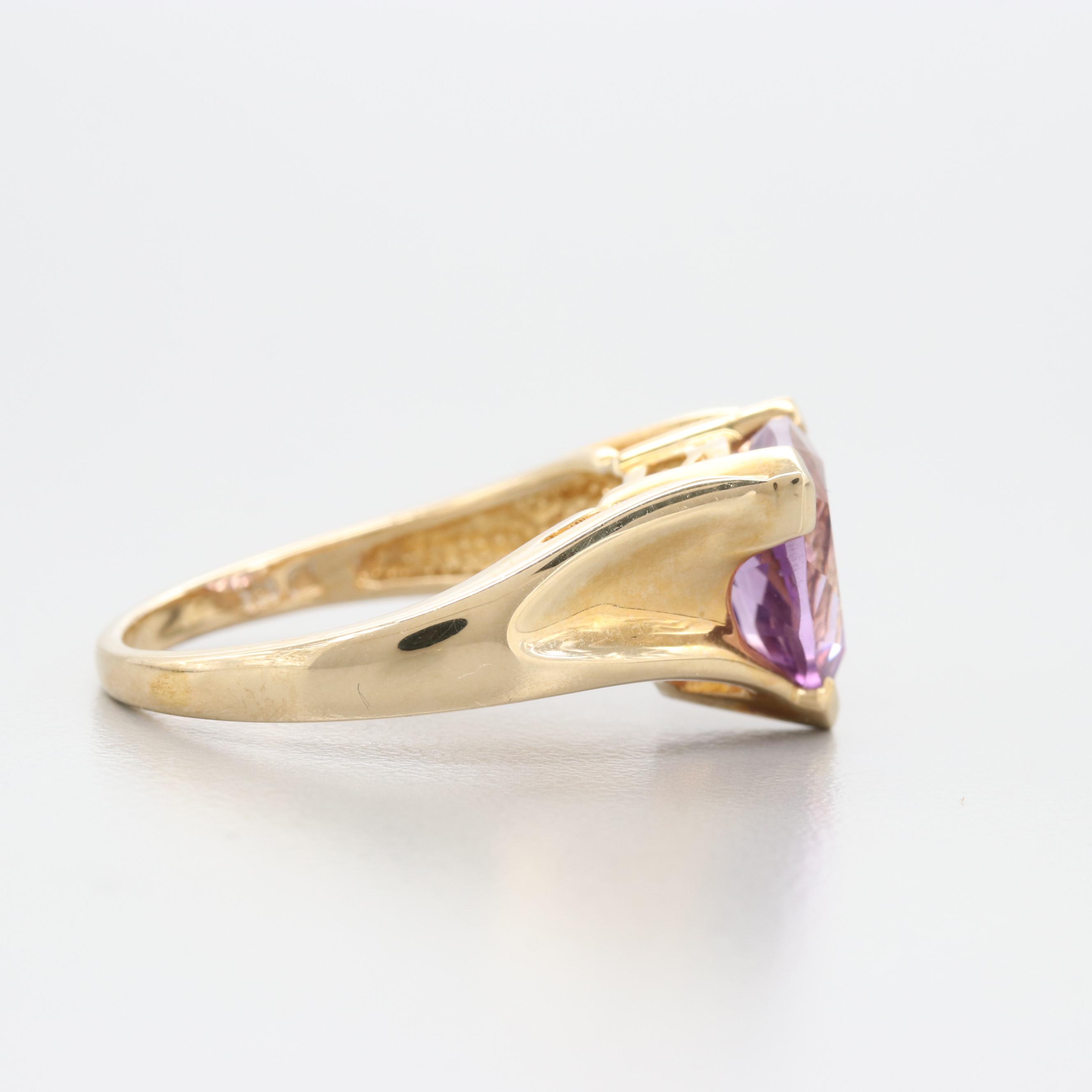 14K Yellow Gold Amethyst Ring