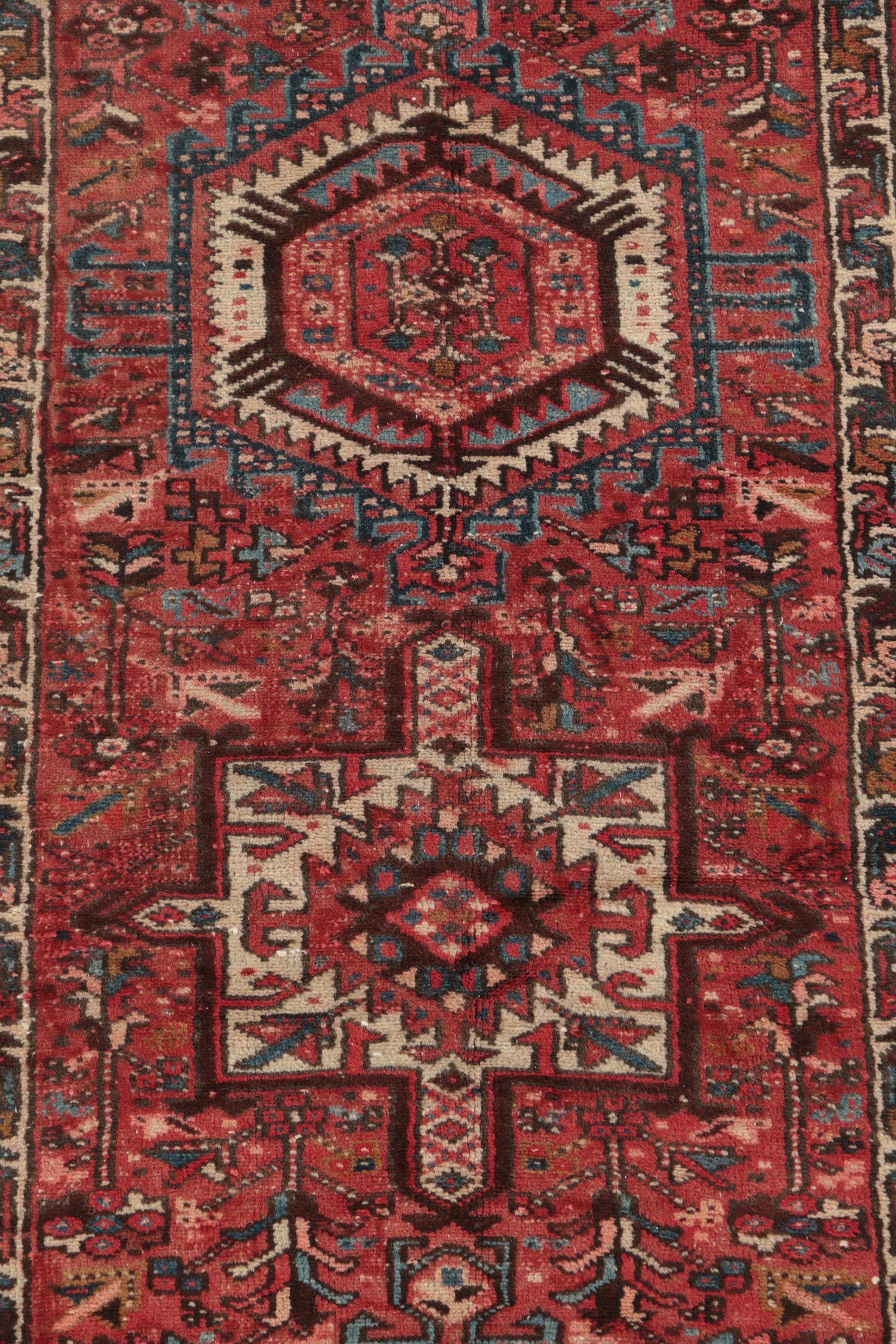 Hand-Knotted Persian Karaja Heriz Wool Carpet Runner