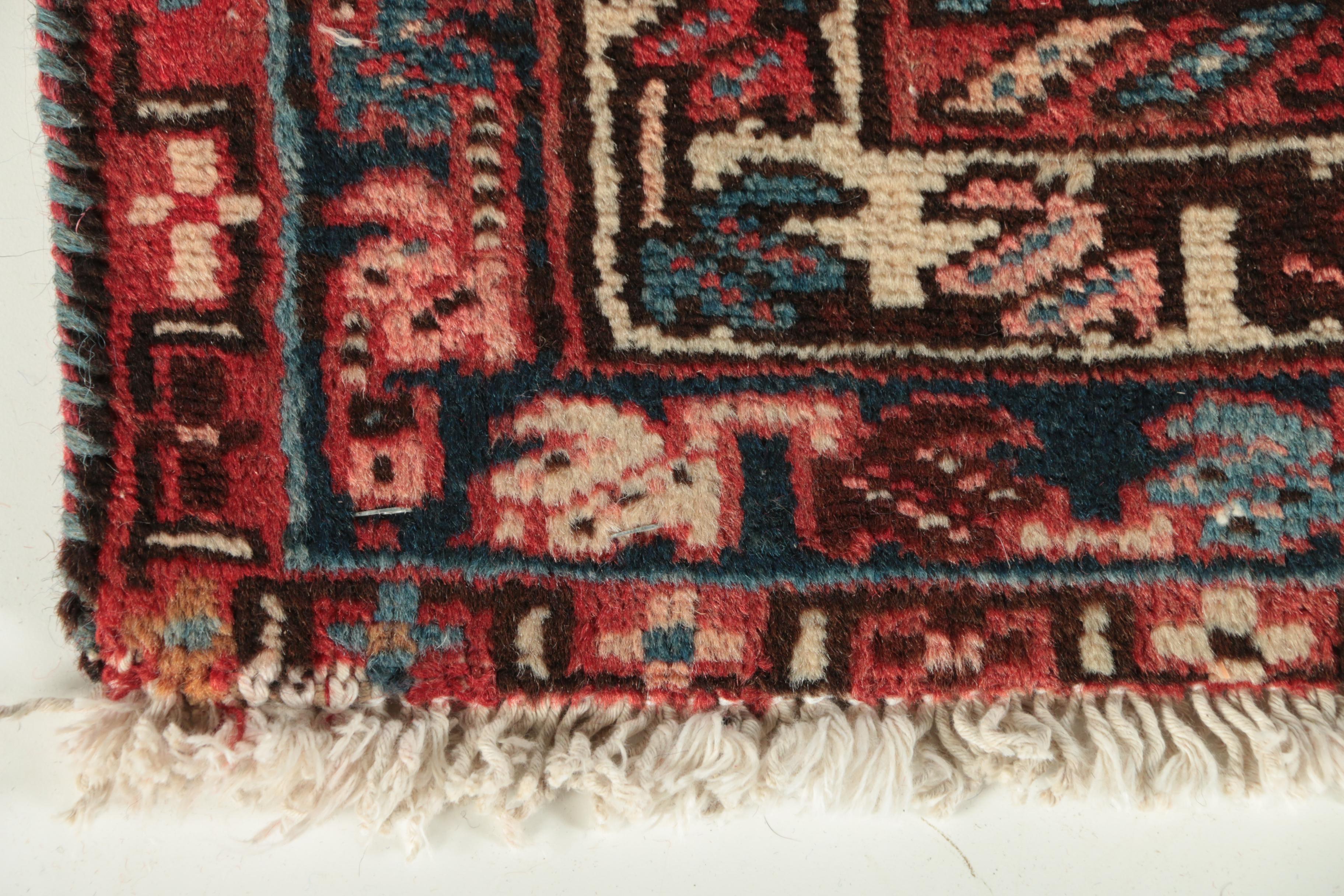 Hand-Knotted Persian Karaja Heriz Wool Carpet Runner