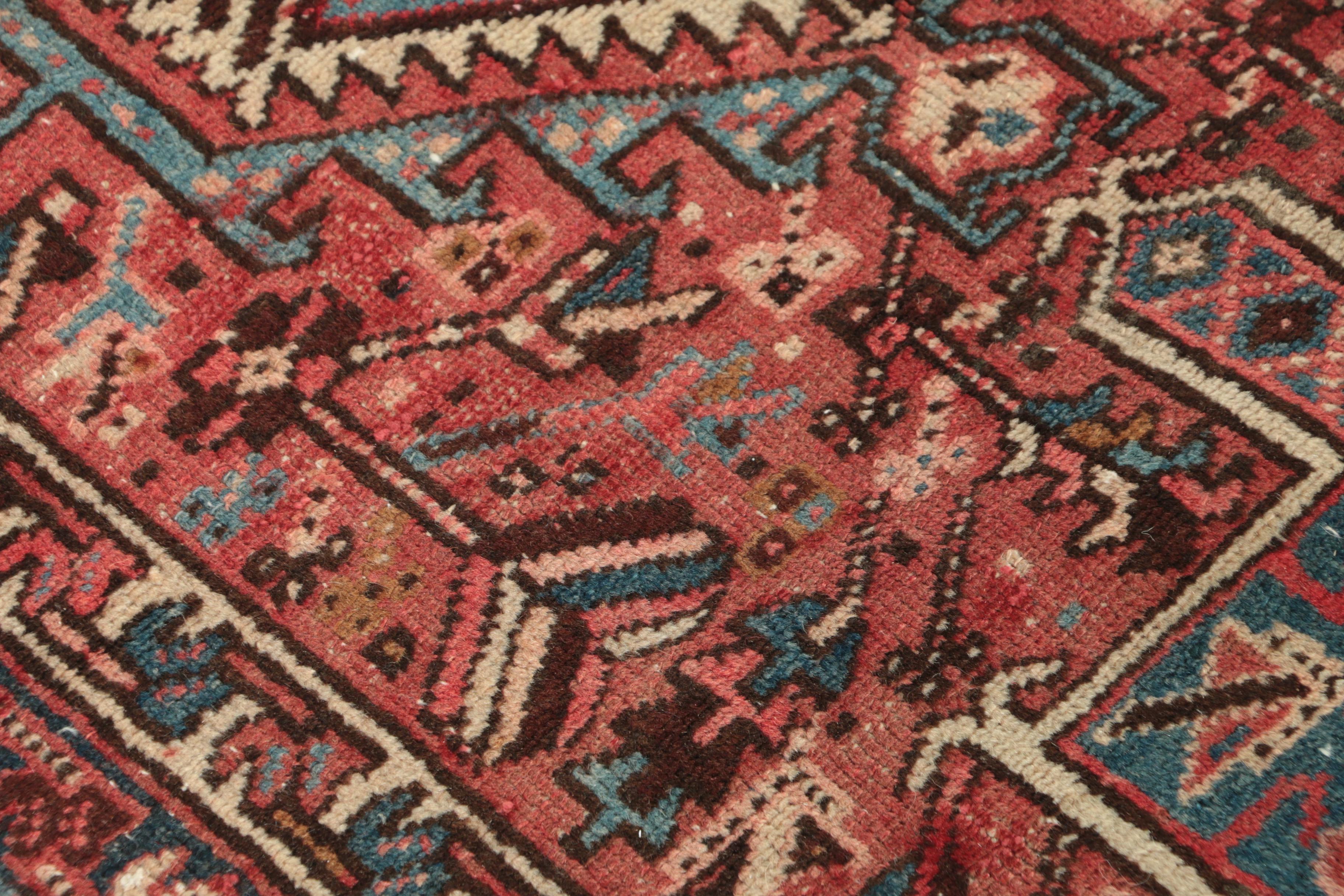 Hand-Knotted Persian Karaja Heriz Wool Carpet Runner