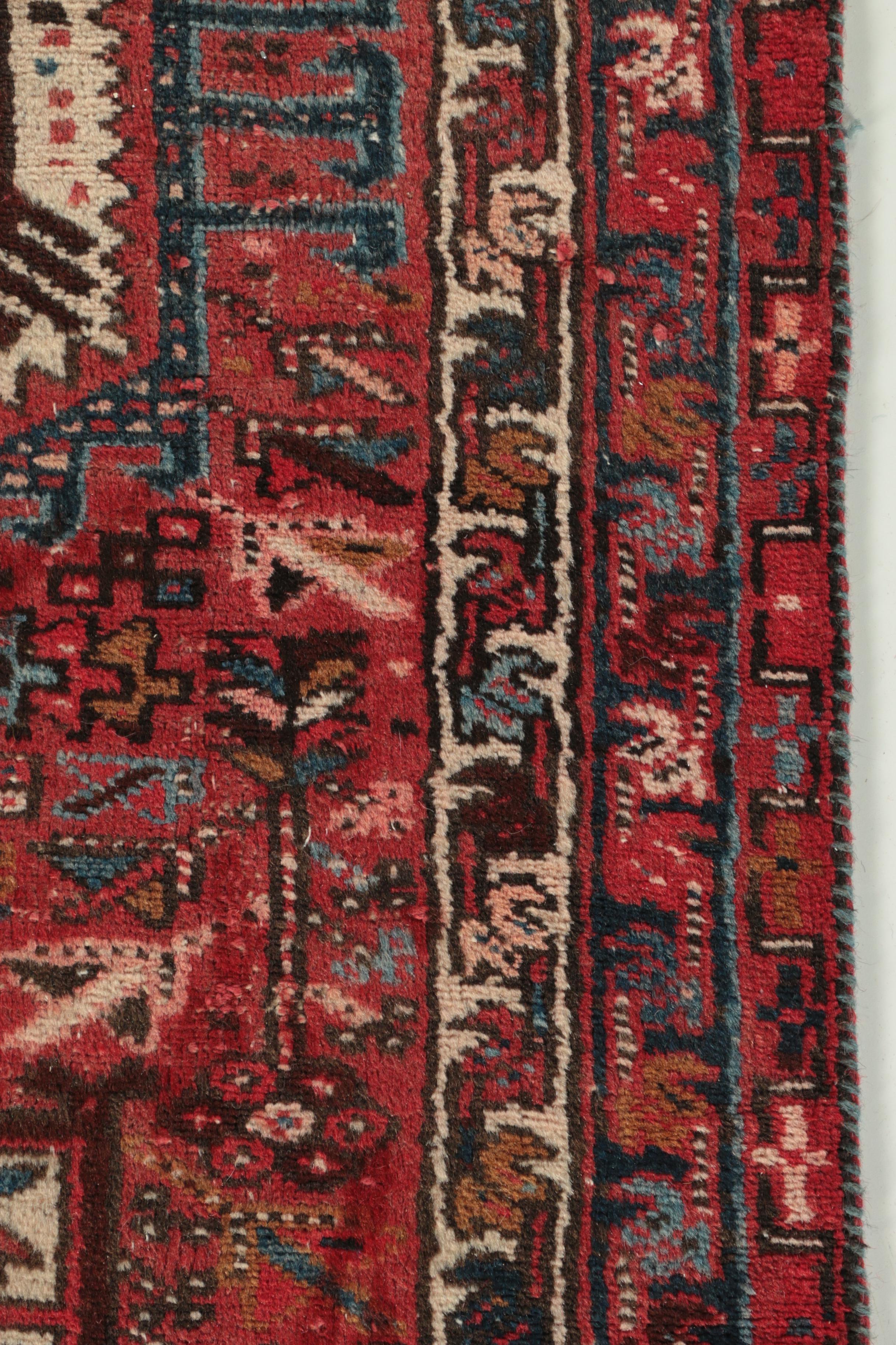 Hand-Knotted Persian Karaja Heriz Wool Carpet Runner