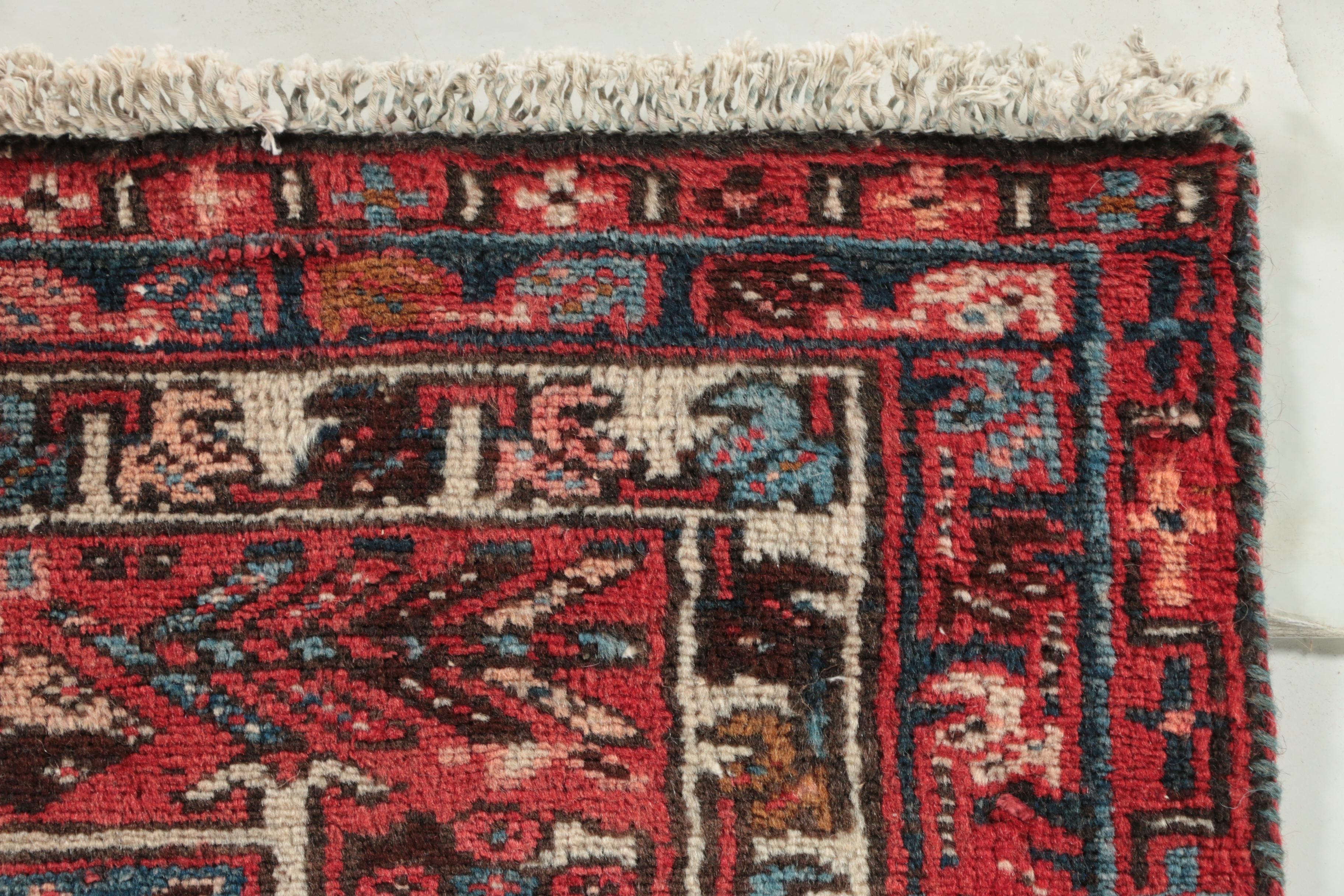 Hand-Knotted Persian Karaja Heriz Wool Carpet Runner