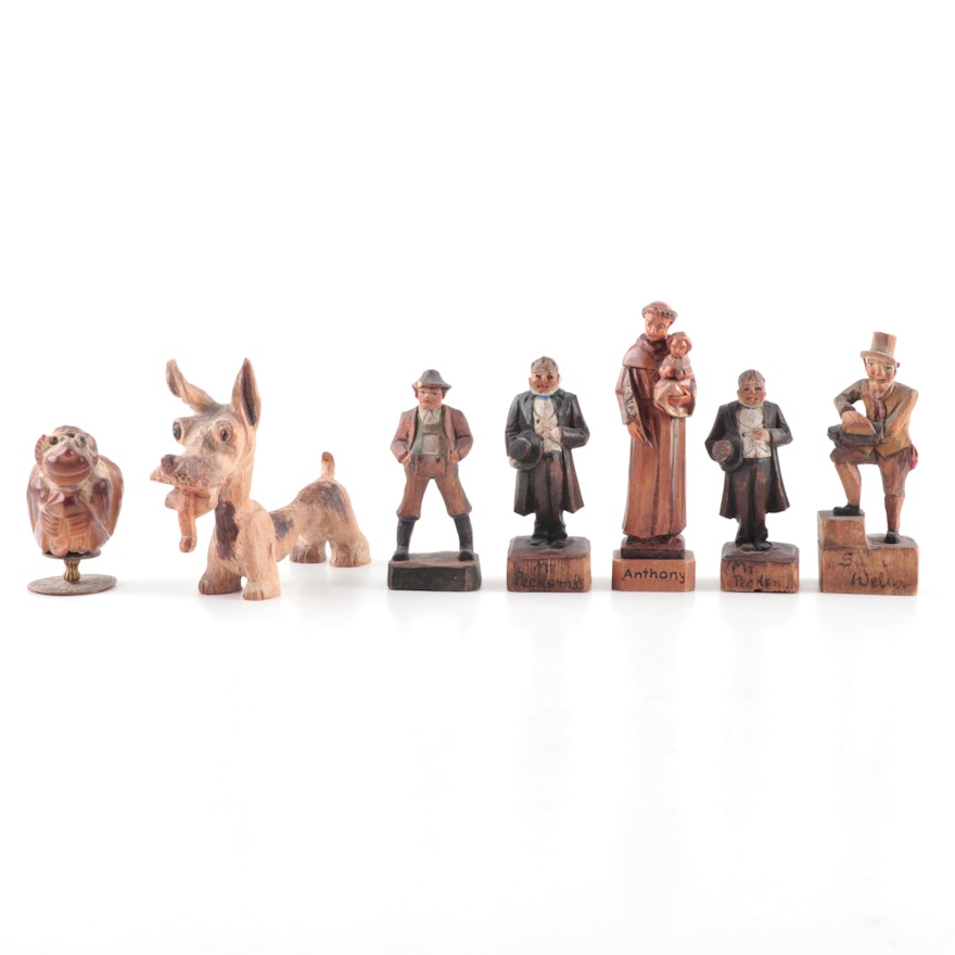 Charles Dickens Hand-Carved Wood Character Figurines and Others