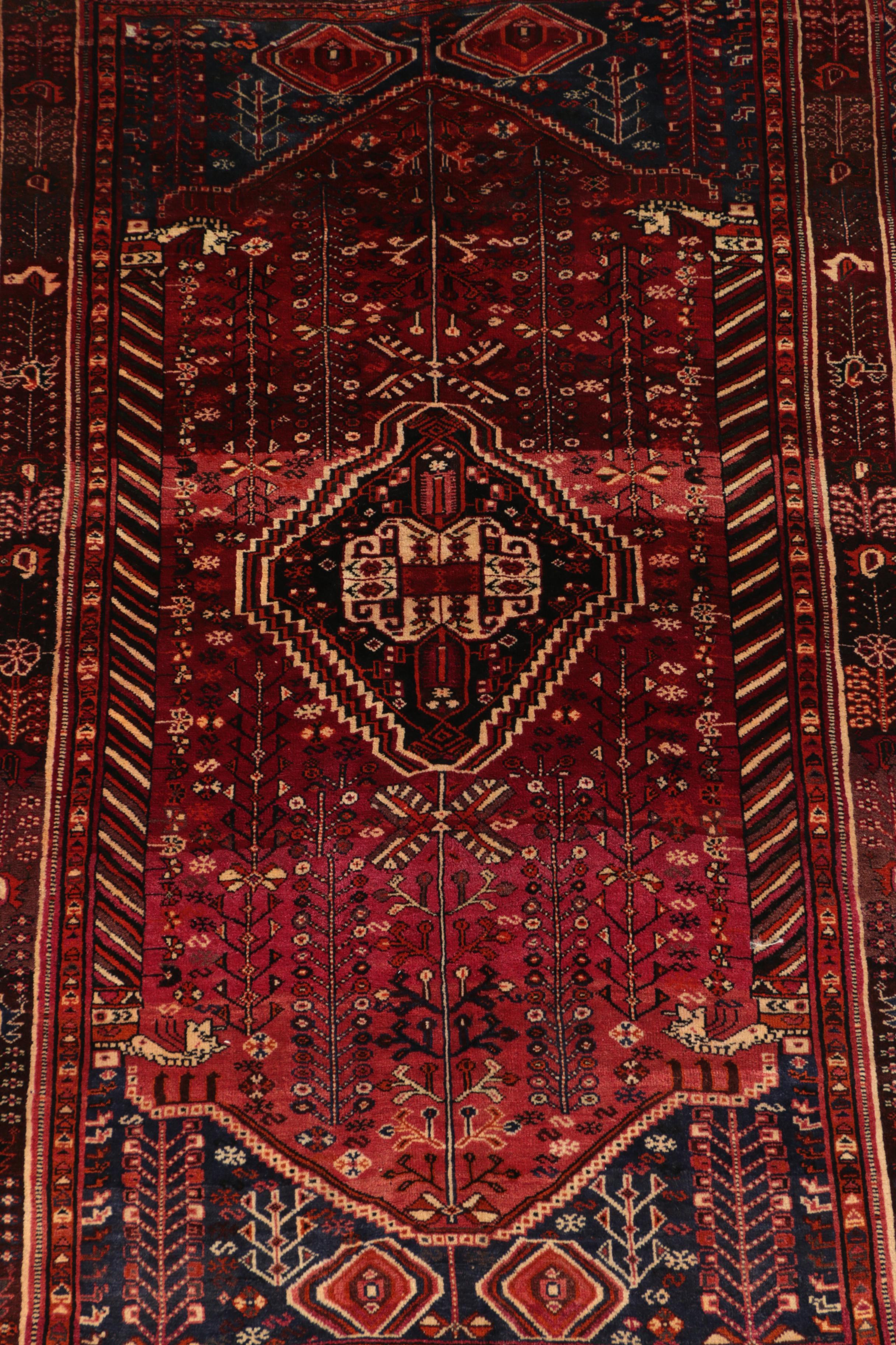 Hand-Knotted Persian Qashqai Wool Rug