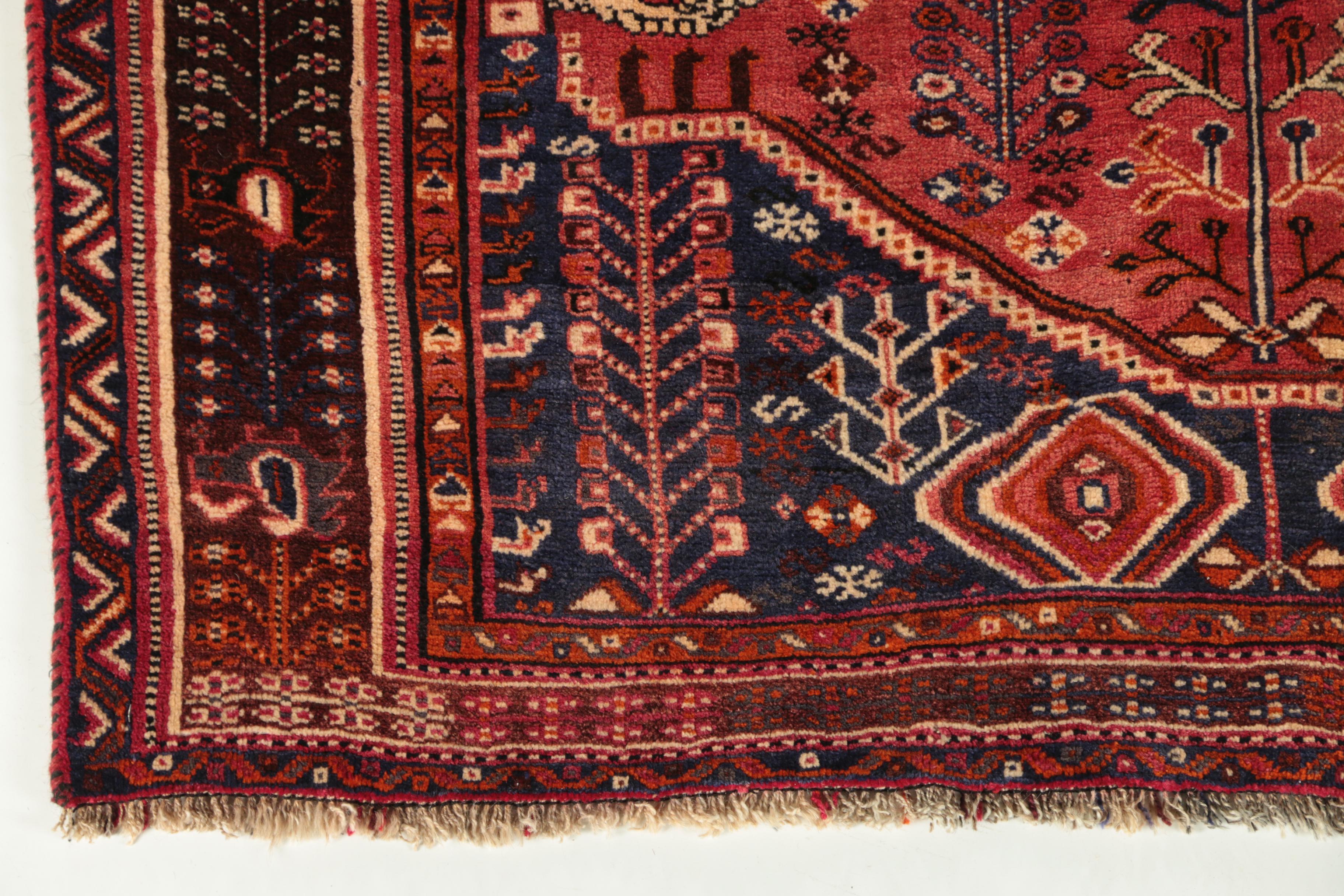 Hand-Knotted Persian Qashqai Wool Rug
