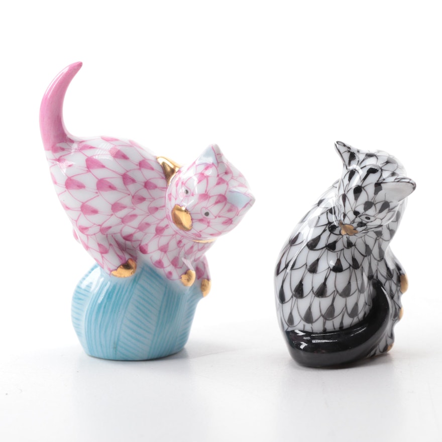 Herend Porcelain Cat Figurines