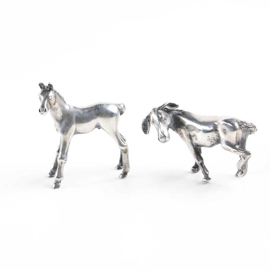S. Kirk & Son Sterling Silver Horse and Donkey Figurines, Early 20th Century