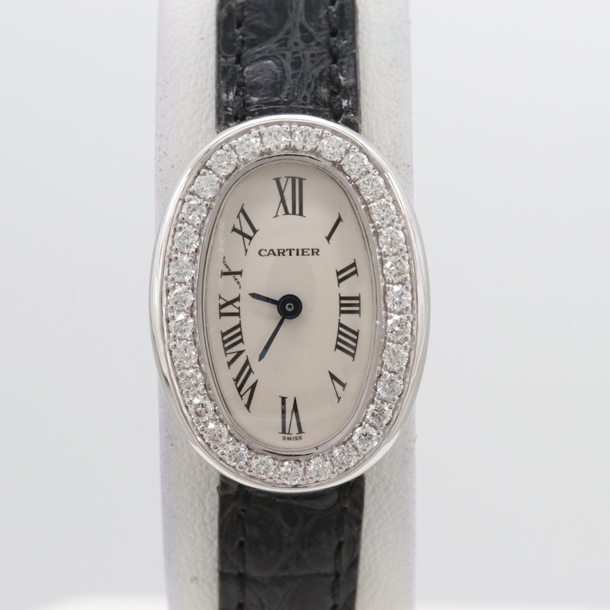 Cartier Baignoire 18K White Gold Diamond Wristwatch