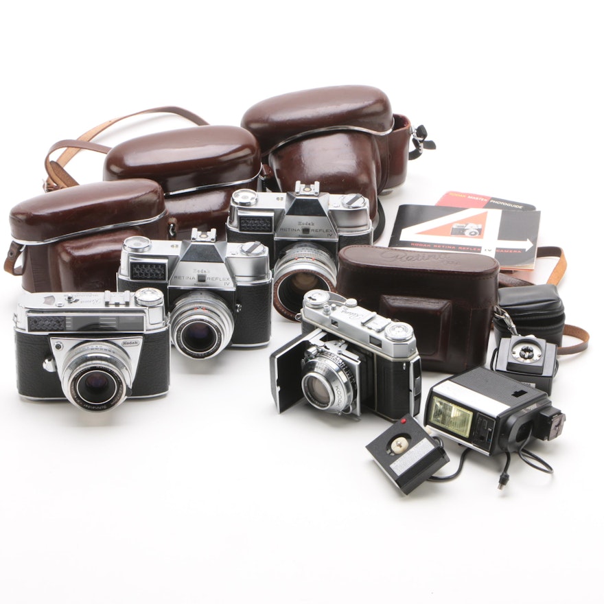 Kodak Retina 35mm Cameras with Cases and Accessories, Mid-Century