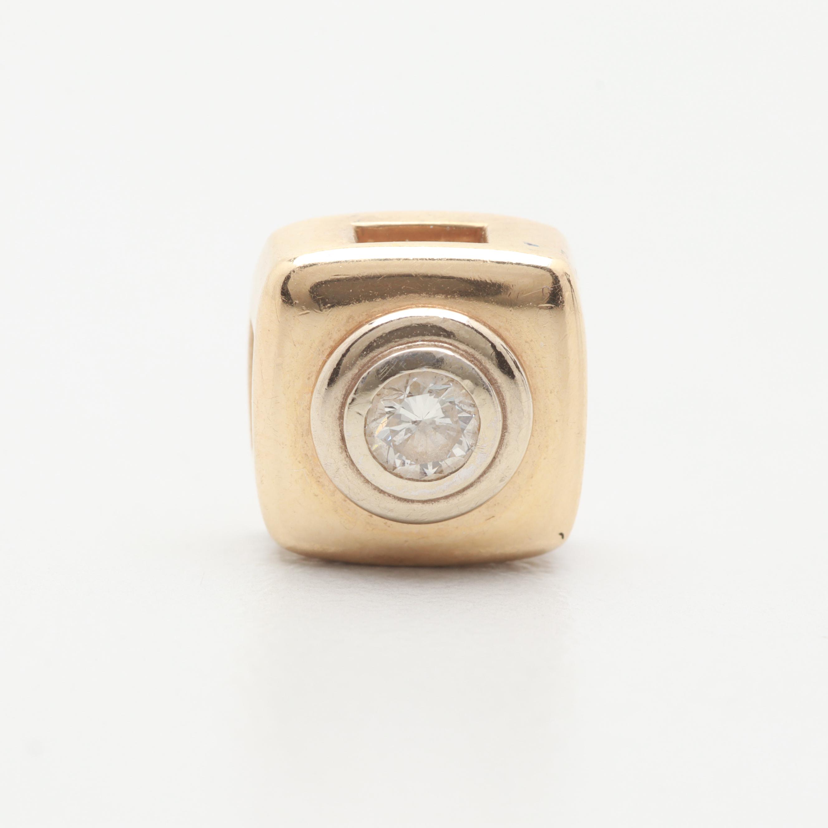 14K Yellow Gold Diamond Slide Pendant