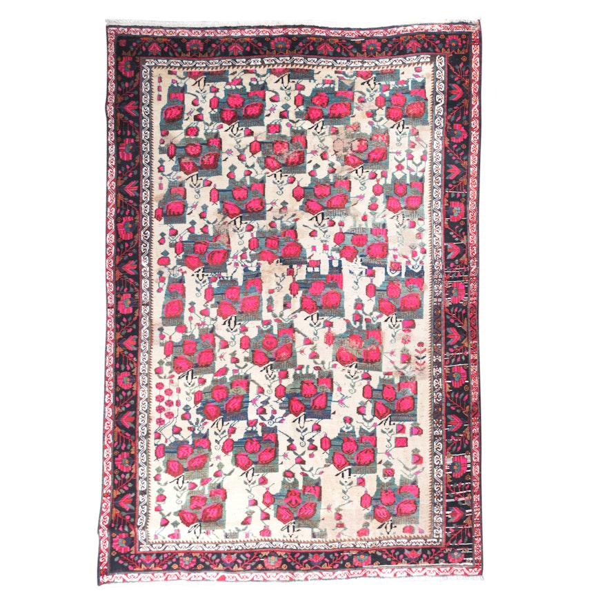 Hand-Knotted Persian Afshari "Rose" Wool Rug