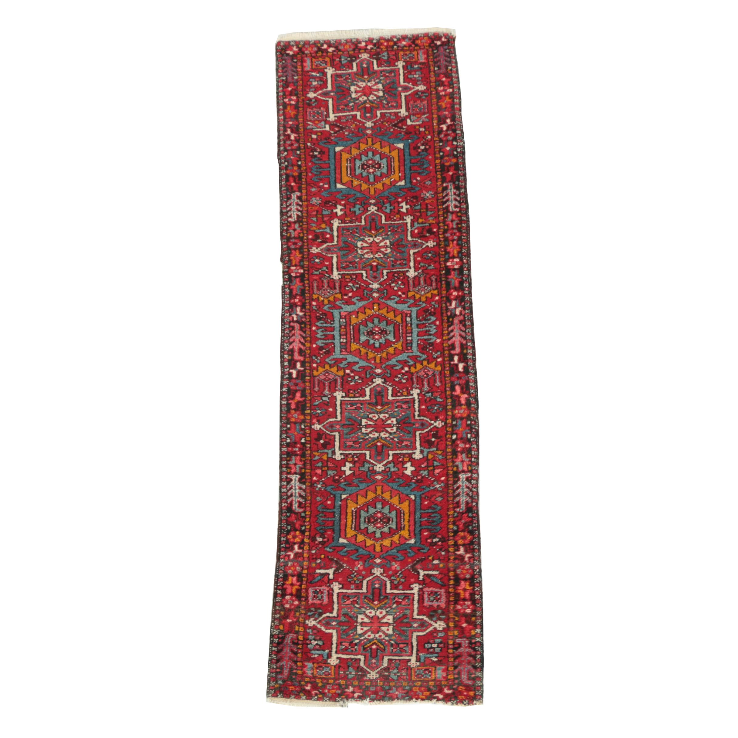 Hand-Knotted Persian Lamberan Heriz Wool Carpet Runner