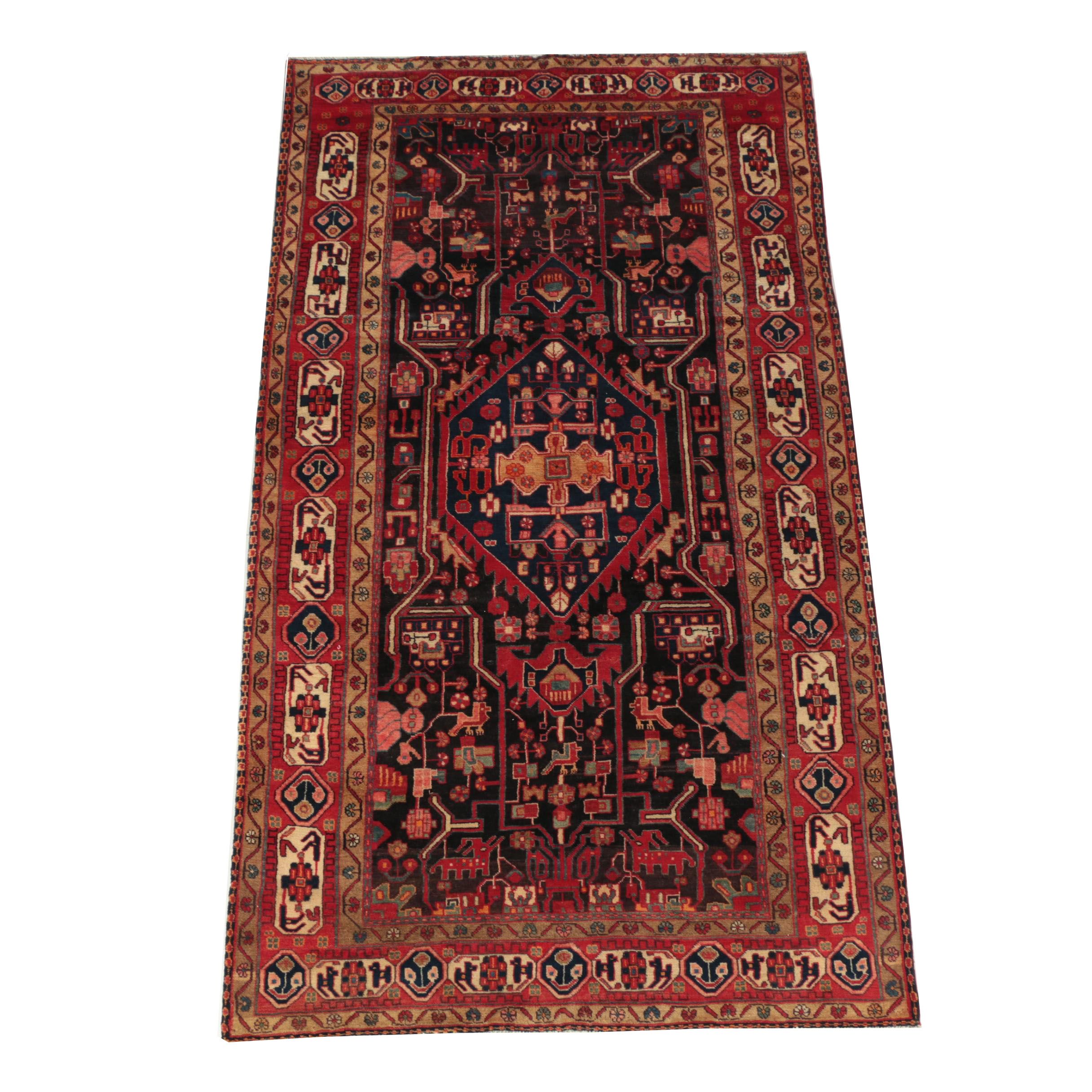Hand-Knotted Persian Nahavand Wool Rug