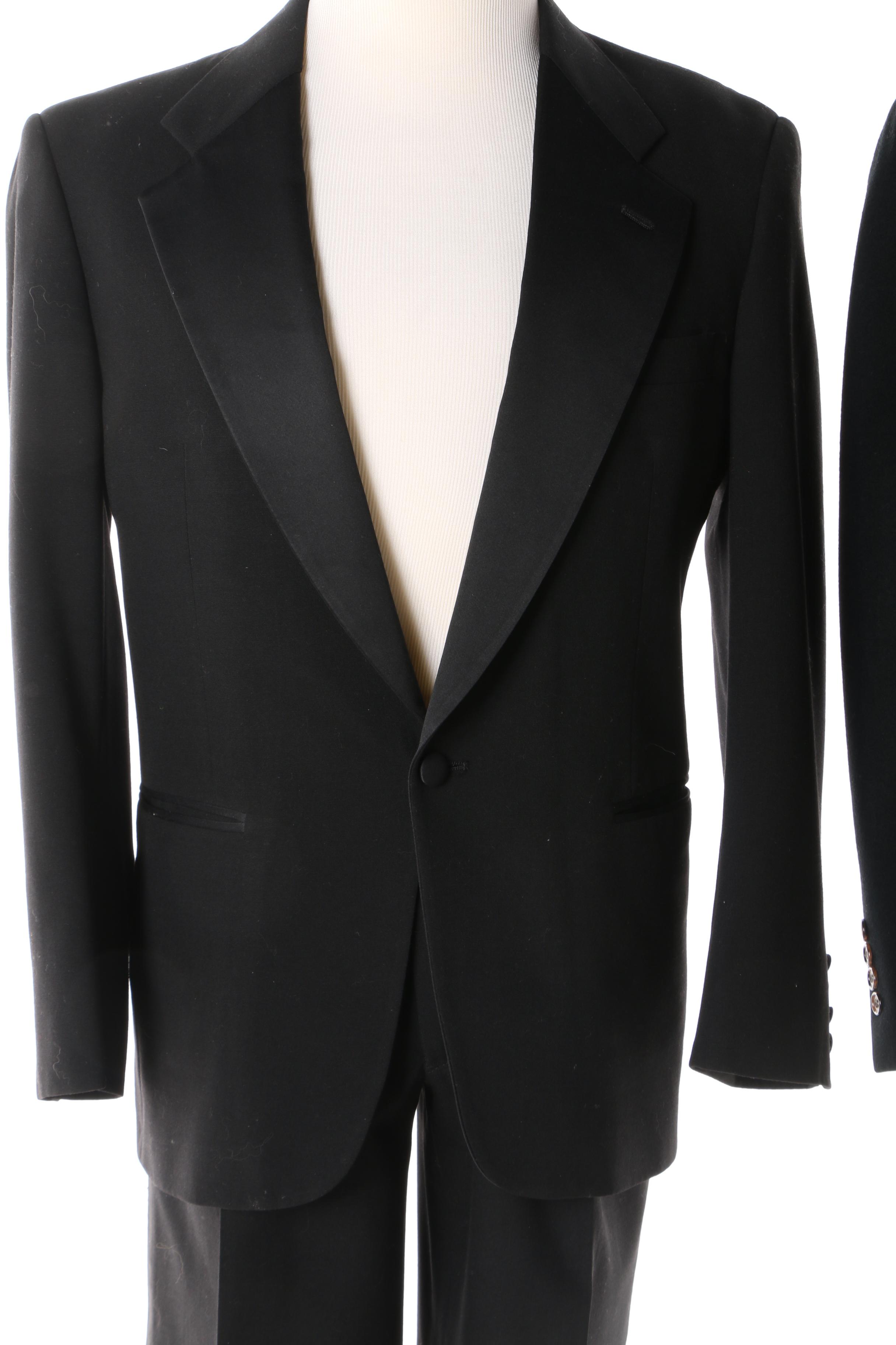Men's Christian Dior Black Tuxedo and Bloomingdale's Black Cashmere Suit Jacket