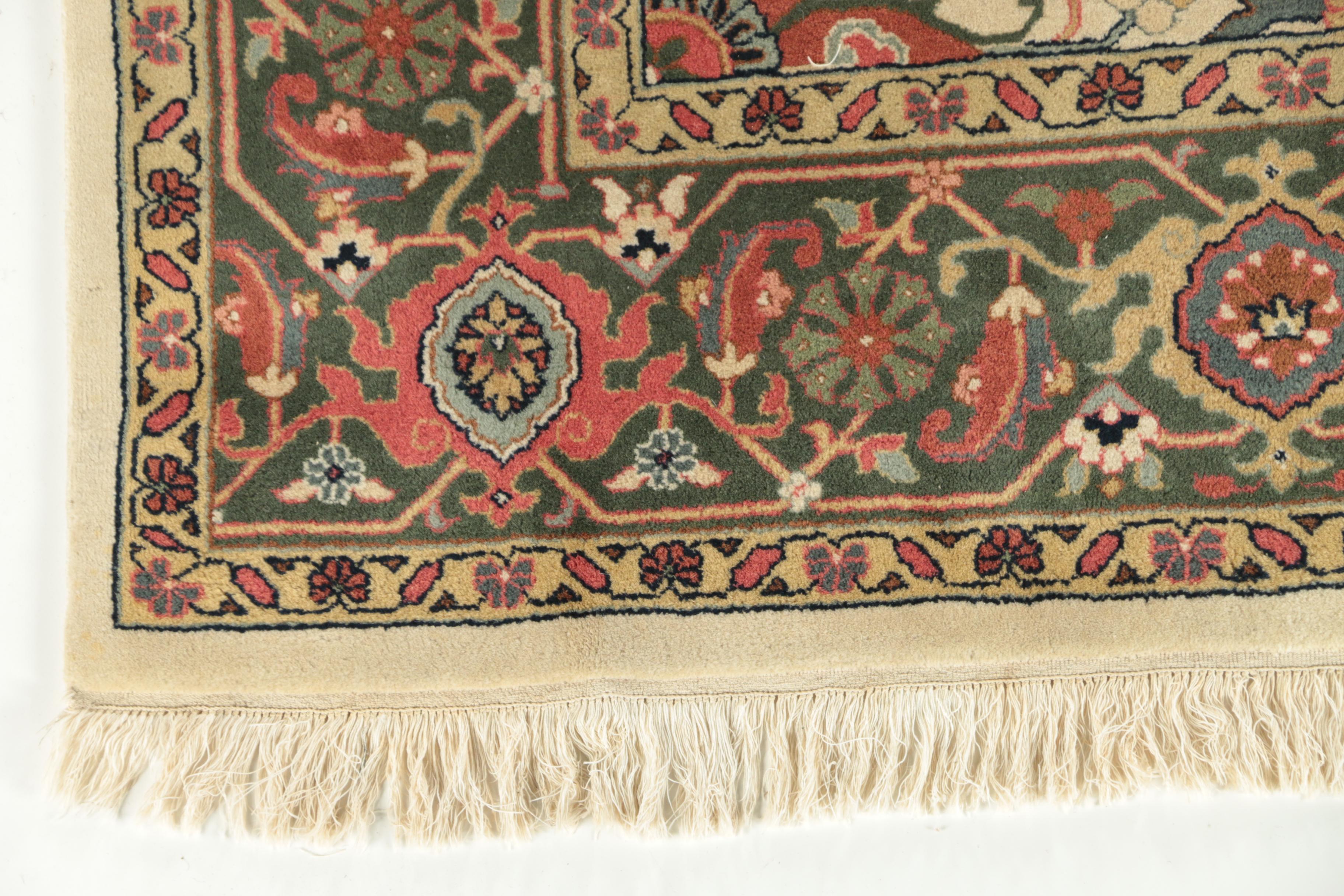 Finely Hand-Knotted Indo-Persian Serapi Wool Rug