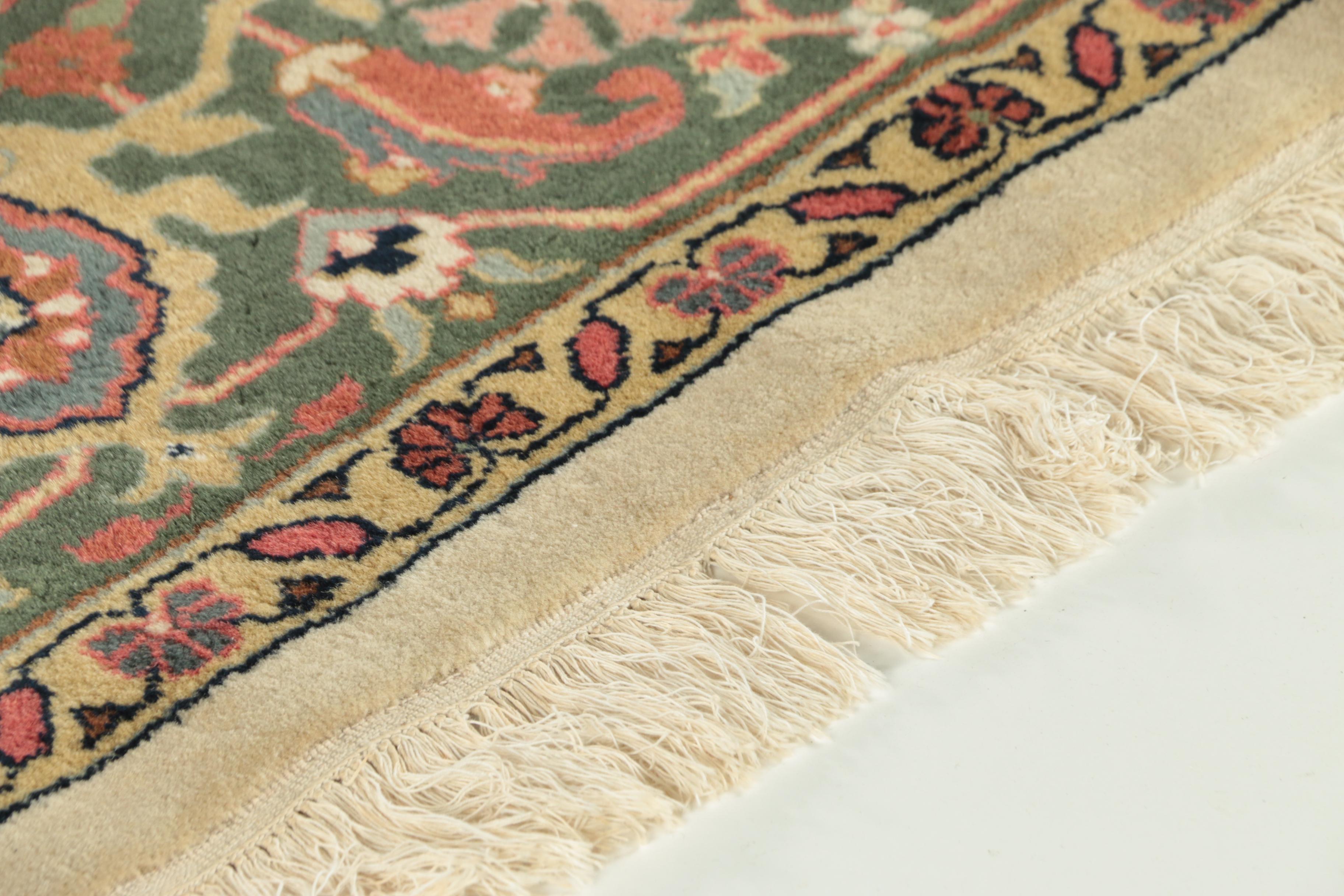 Finely Hand-Knotted Indo-Persian Serapi Wool Rug