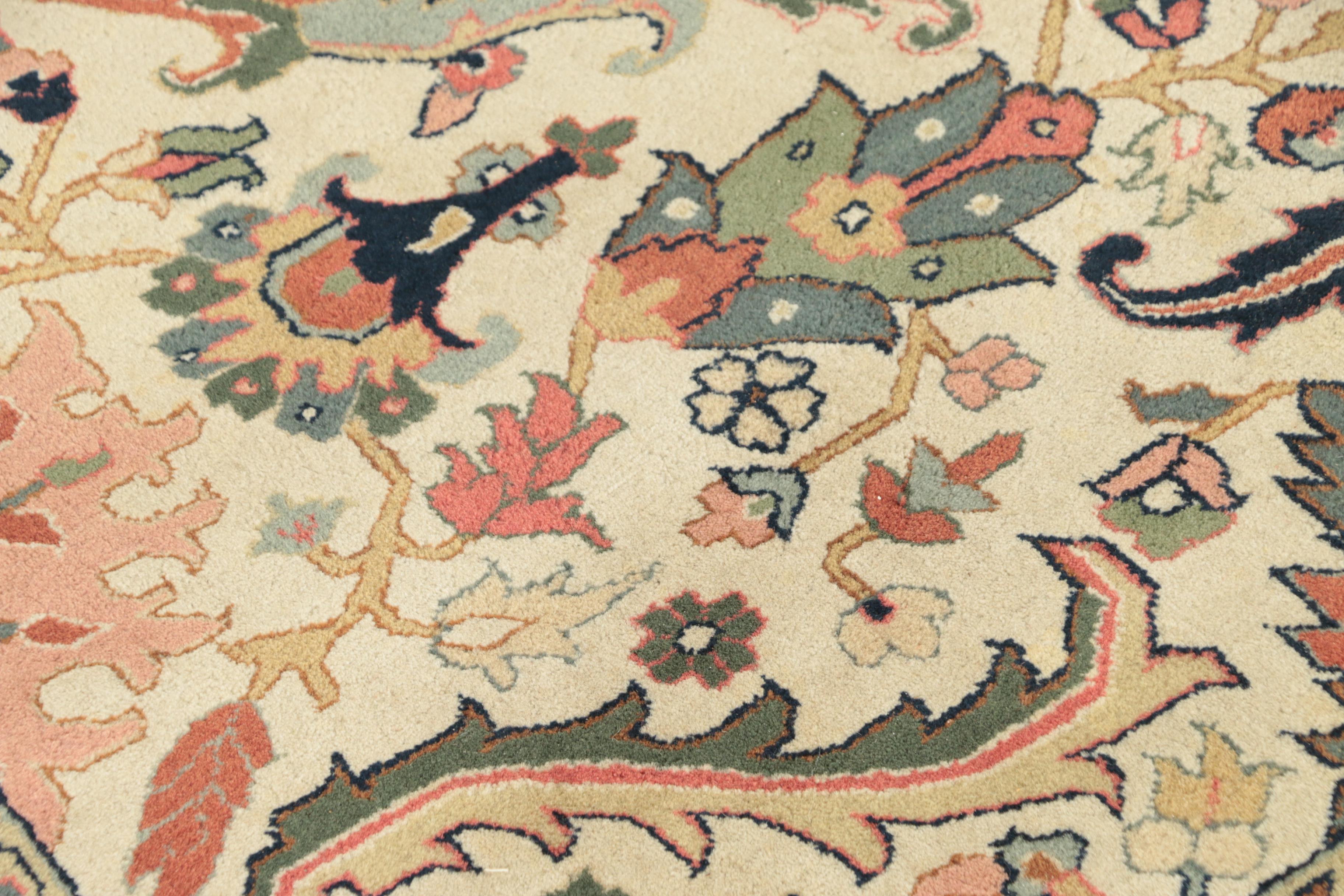 Finely Hand-Knotted Indo-Persian Serapi Wool Rug