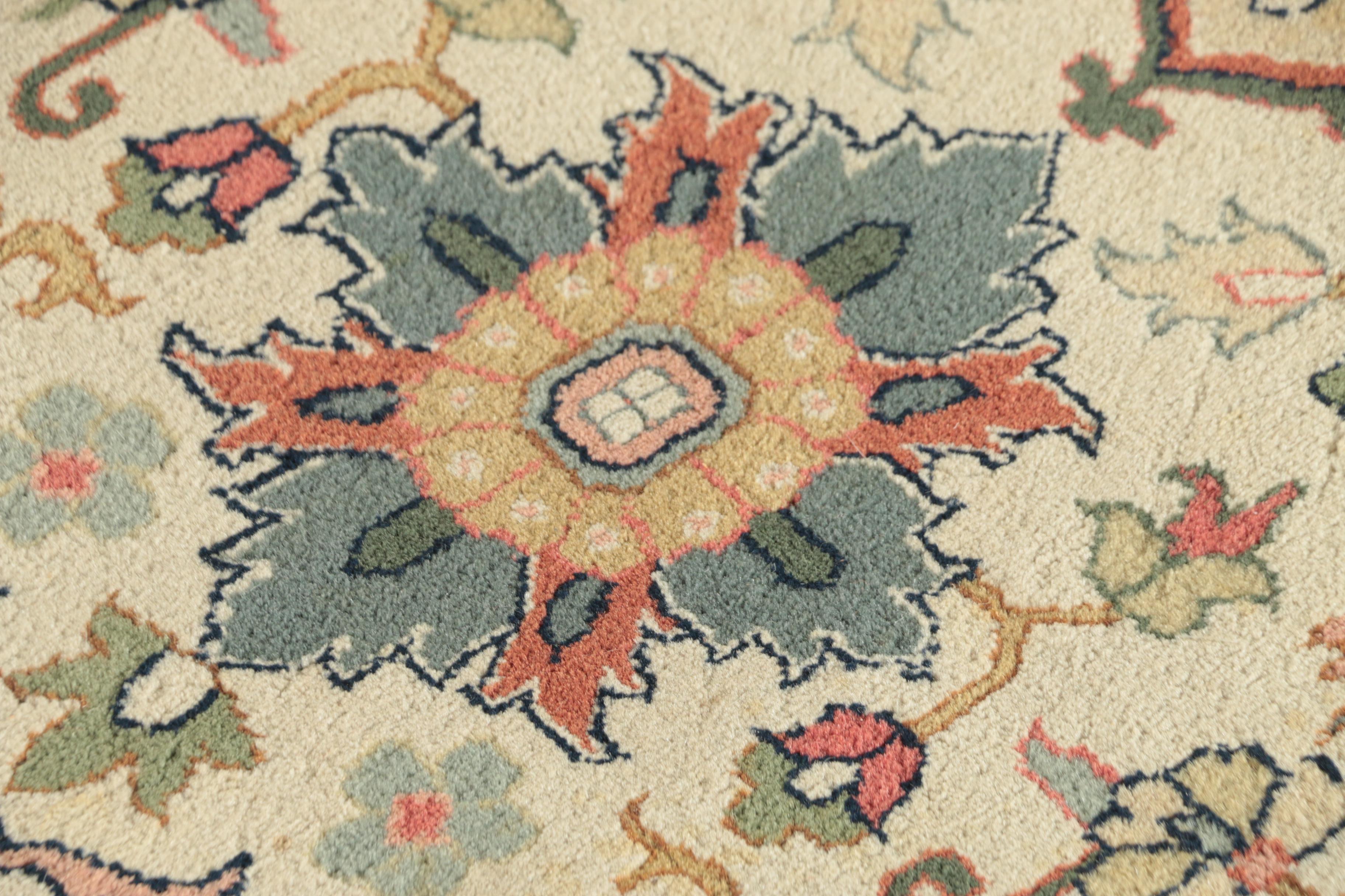 Finely Hand-Knotted Indo-Persian Serapi Wool Rug