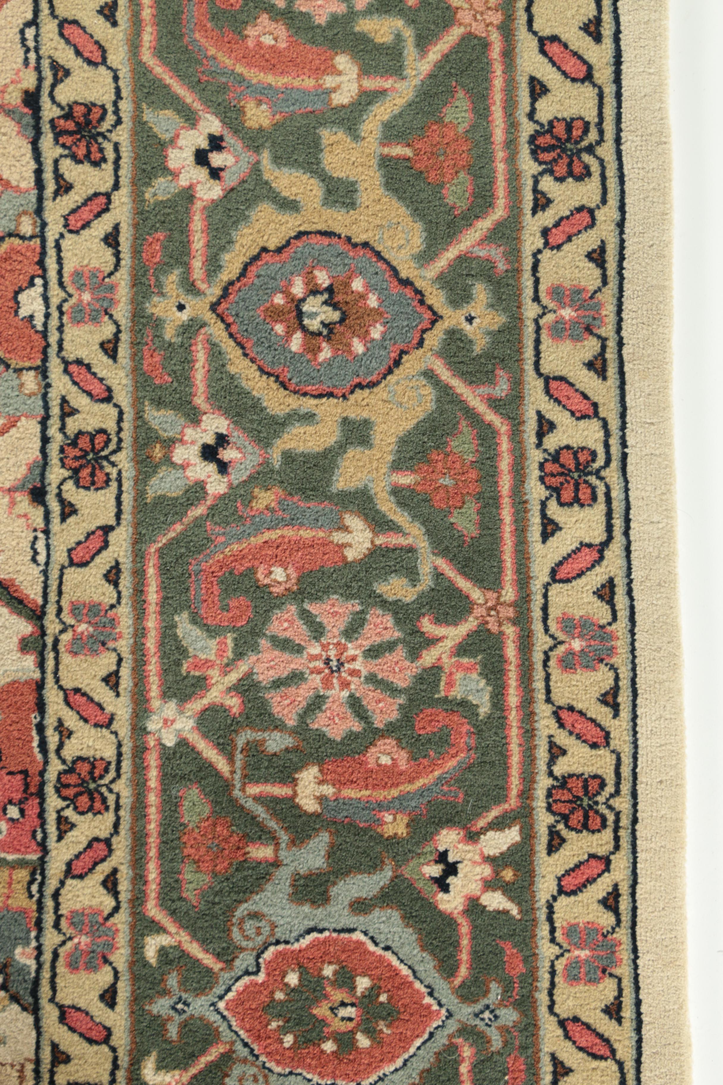 Finely Hand-Knotted Indo-Persian Serapi Wool Rug
